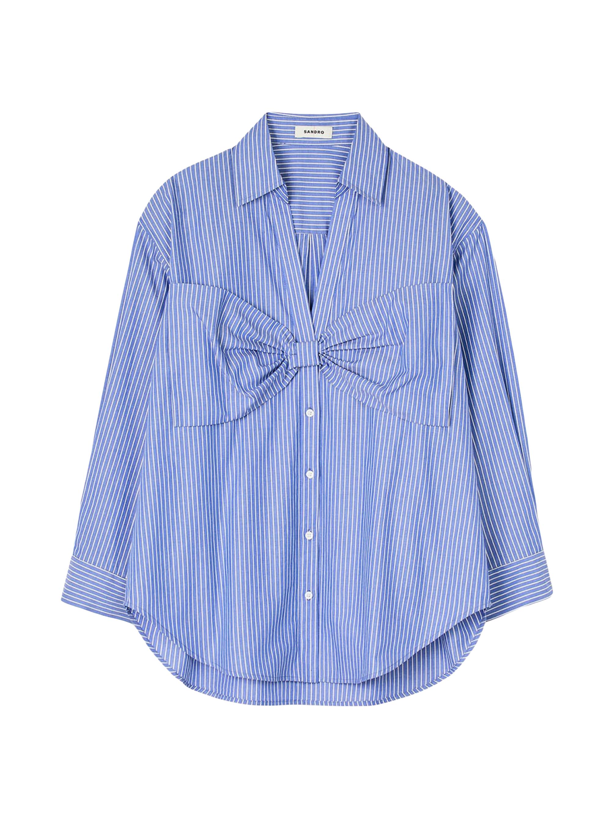 Sandro Women's Oversized Bow Shirt - Blue White