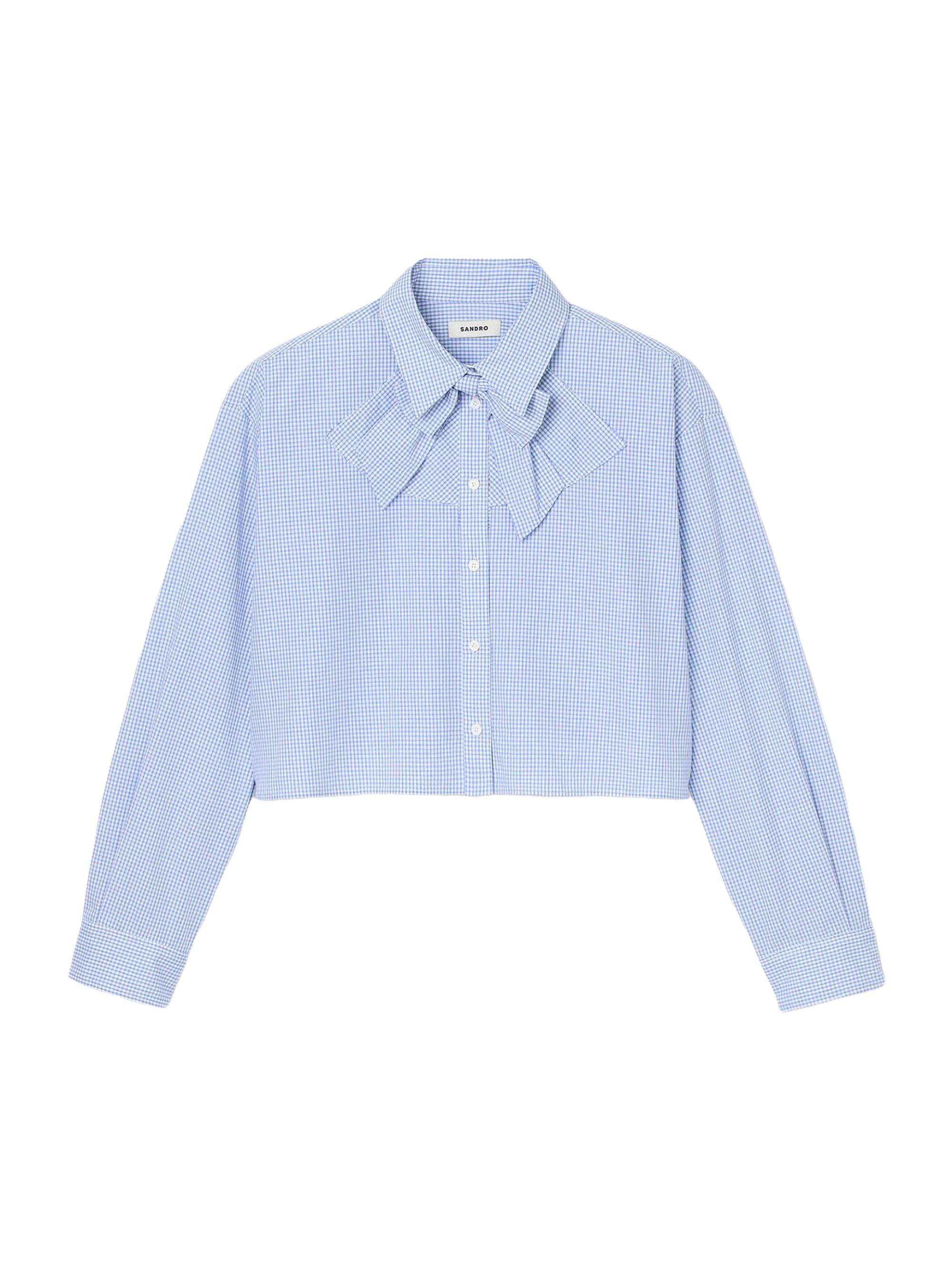 Sandro Women's Bow Collar Shirt - Ciel Blanc