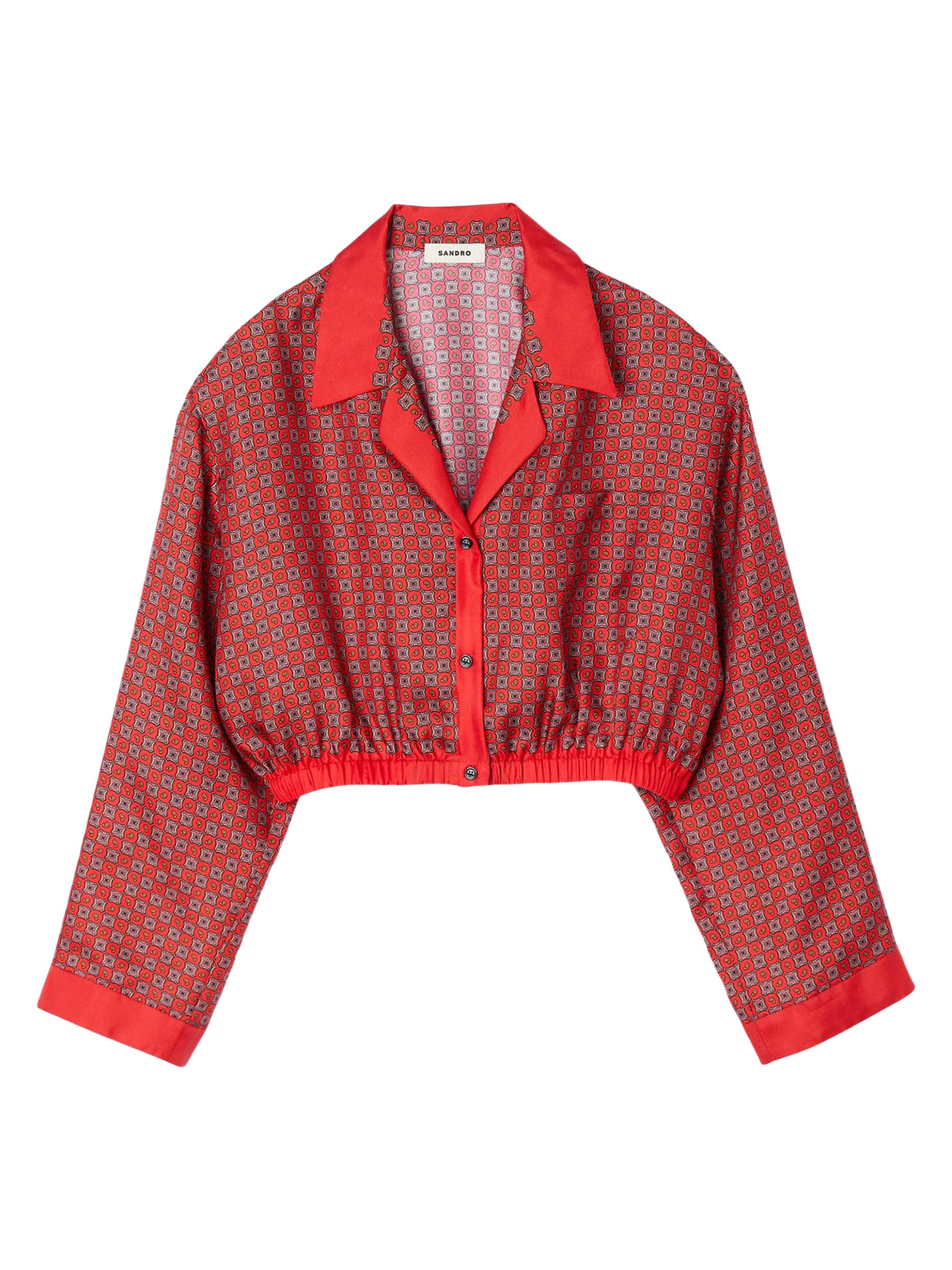 Sandro Women's Scarf Print Shirt - Red Pink