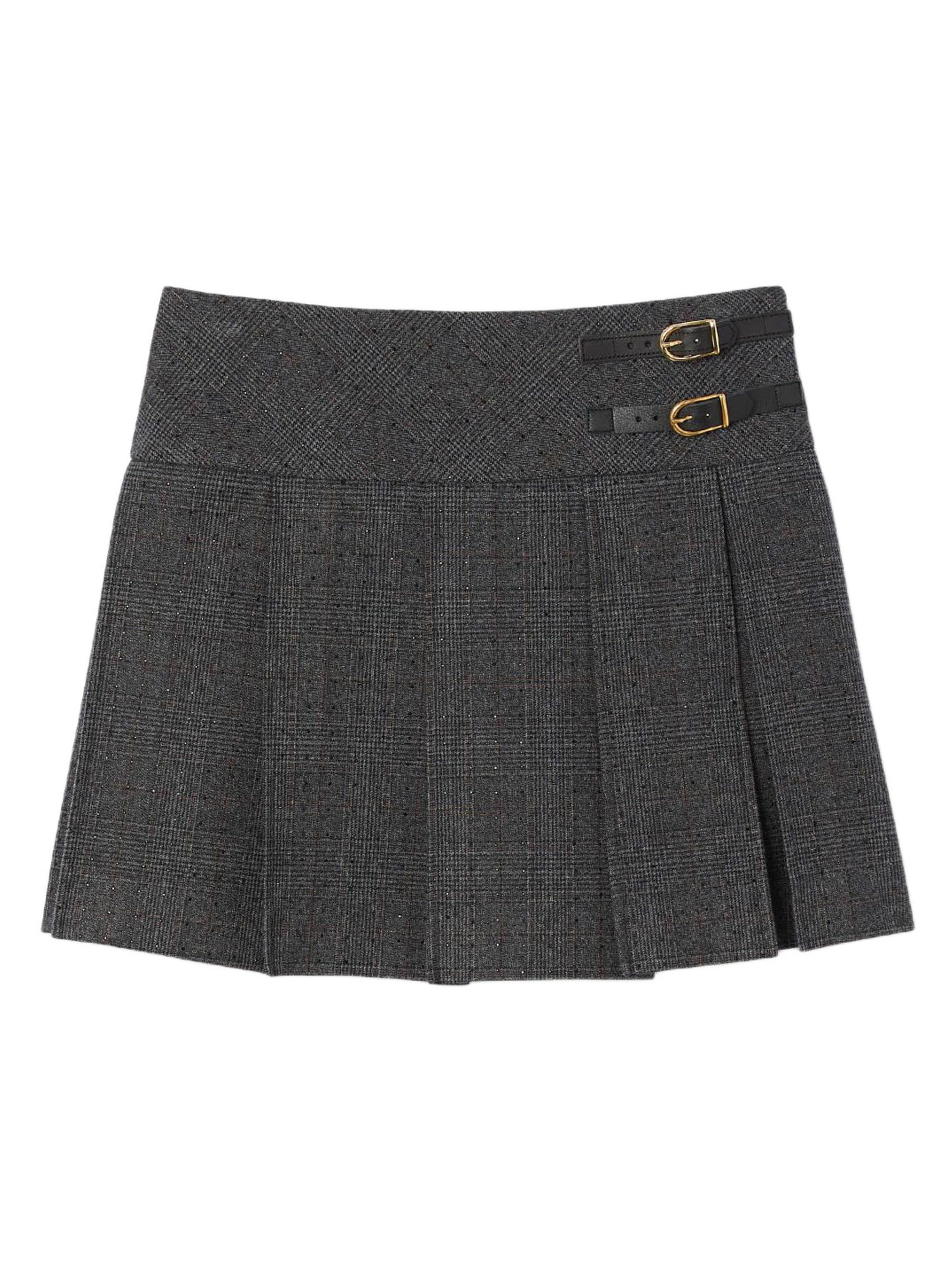 Sandro Women's Short Rhinestone Suit Skirt - Grey Brown