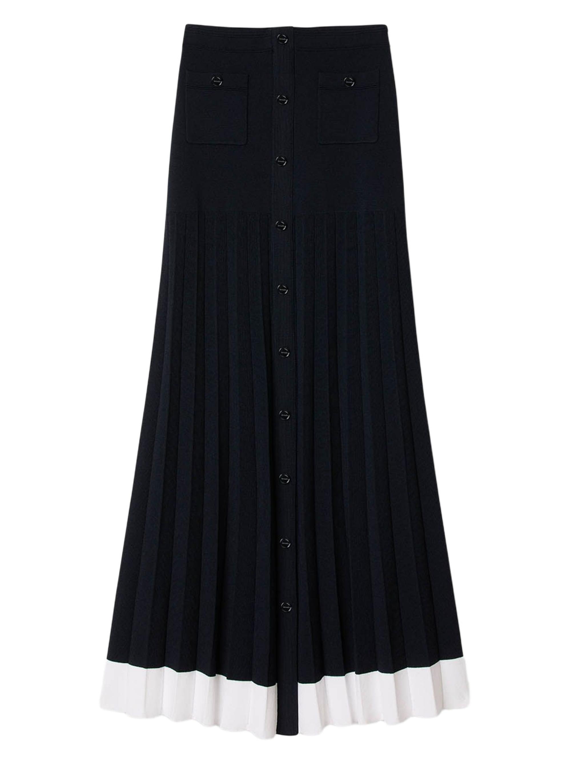Sandro Women's Long Two-Tone Knit Skirt - Navy Blue