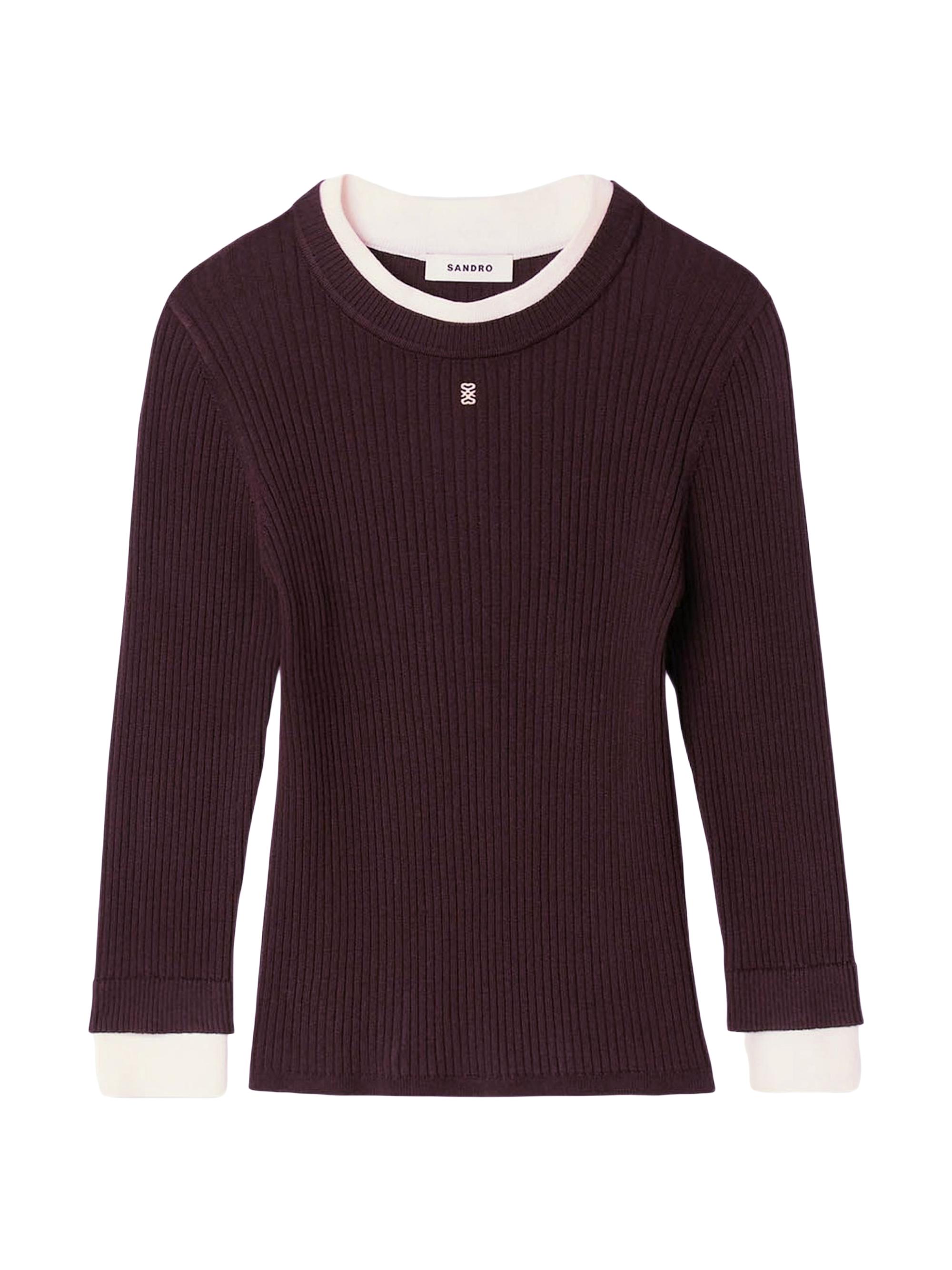 Sandro Women's 2-in-1 Mixed Wool Sweater - Brown