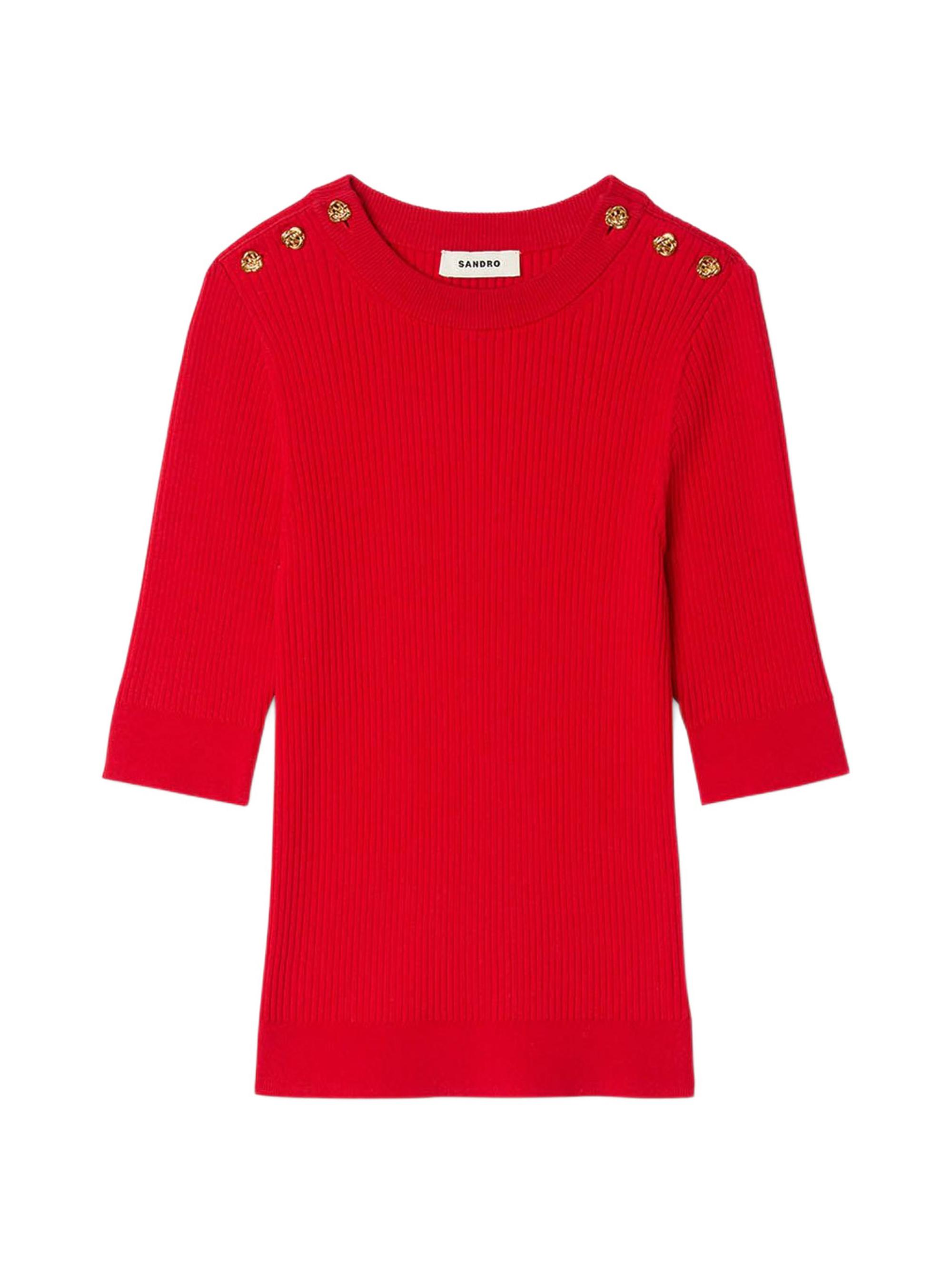Sandro Women's Short-Sleeve Ribbed Sweater - Red