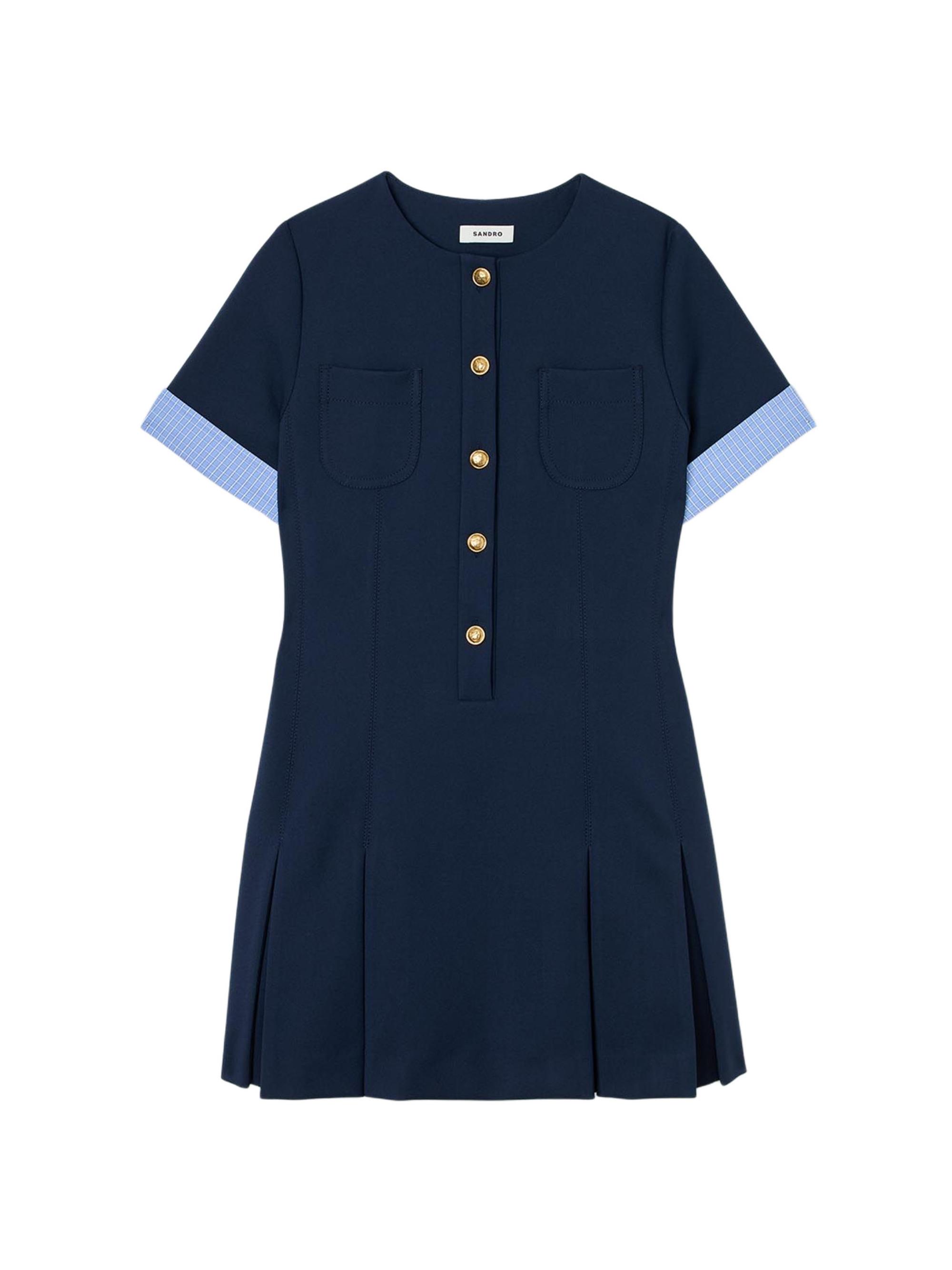 Sandro Women's Mini Pleated Dress - Navy Blue