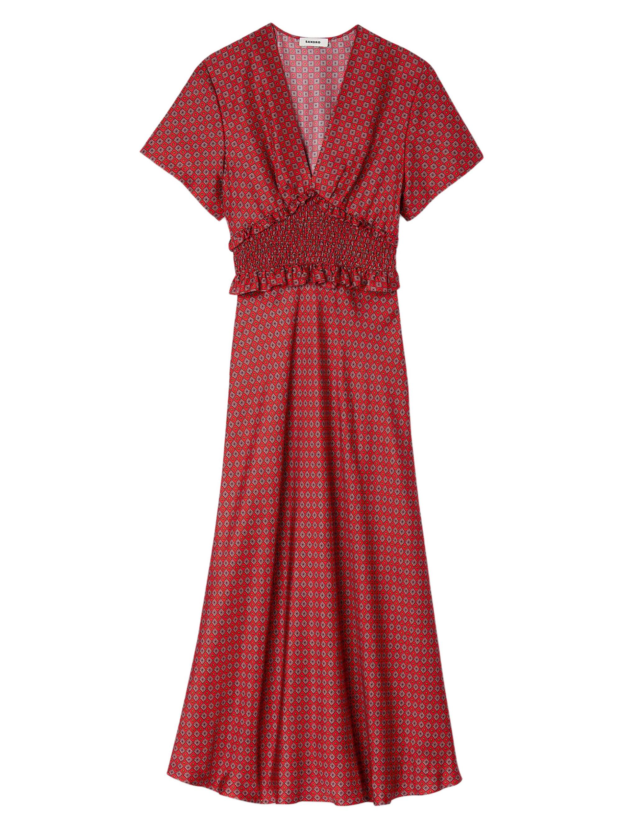 Sandro Women's Scarf Print Maxi Dress - Red Pink