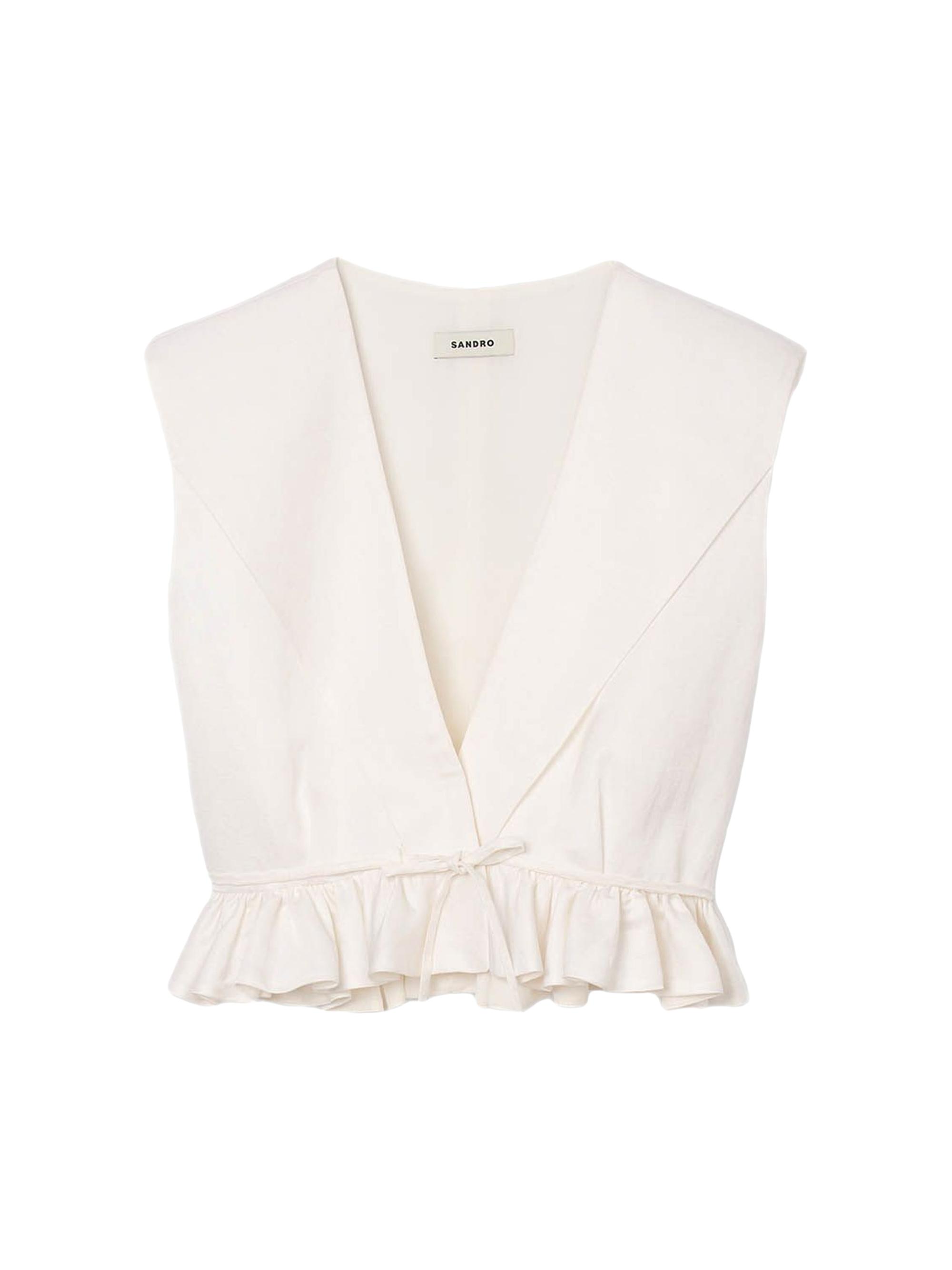 Sandro Women's Ruffled Crop Top - Ecru