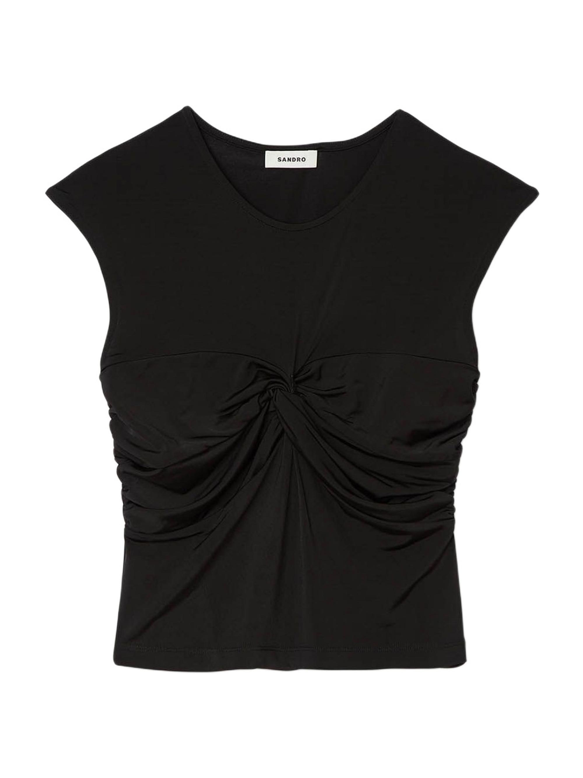 Sandro Women's Draped T-Shirt - Black