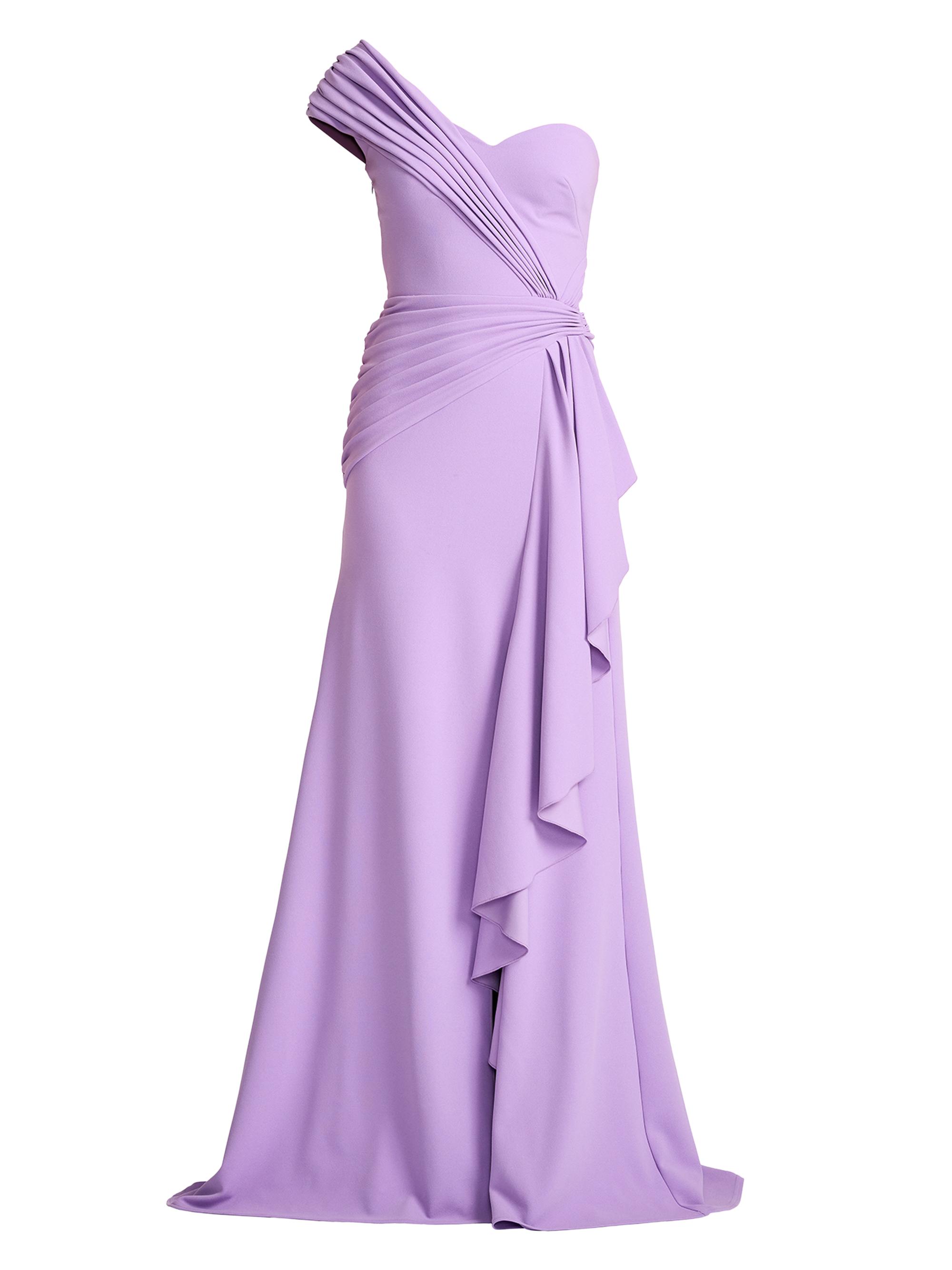 Tadashi Shoji Women's Pleated Ruffled One-Shoulder Gown - Purple Haze
