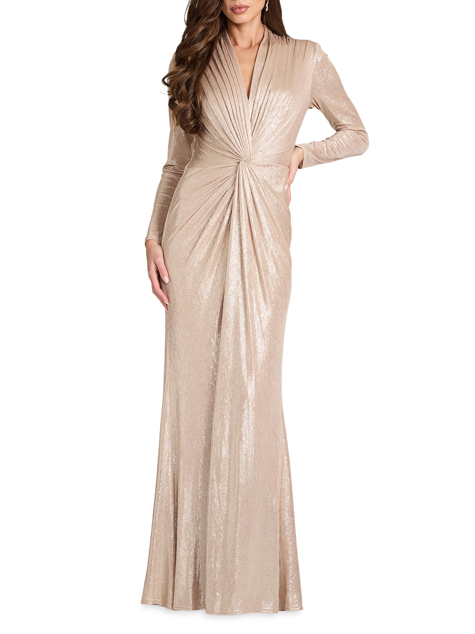 Tadashi Shoji Metallic Jersey Long-Sleeve Gown | Saks Fifth Avenue