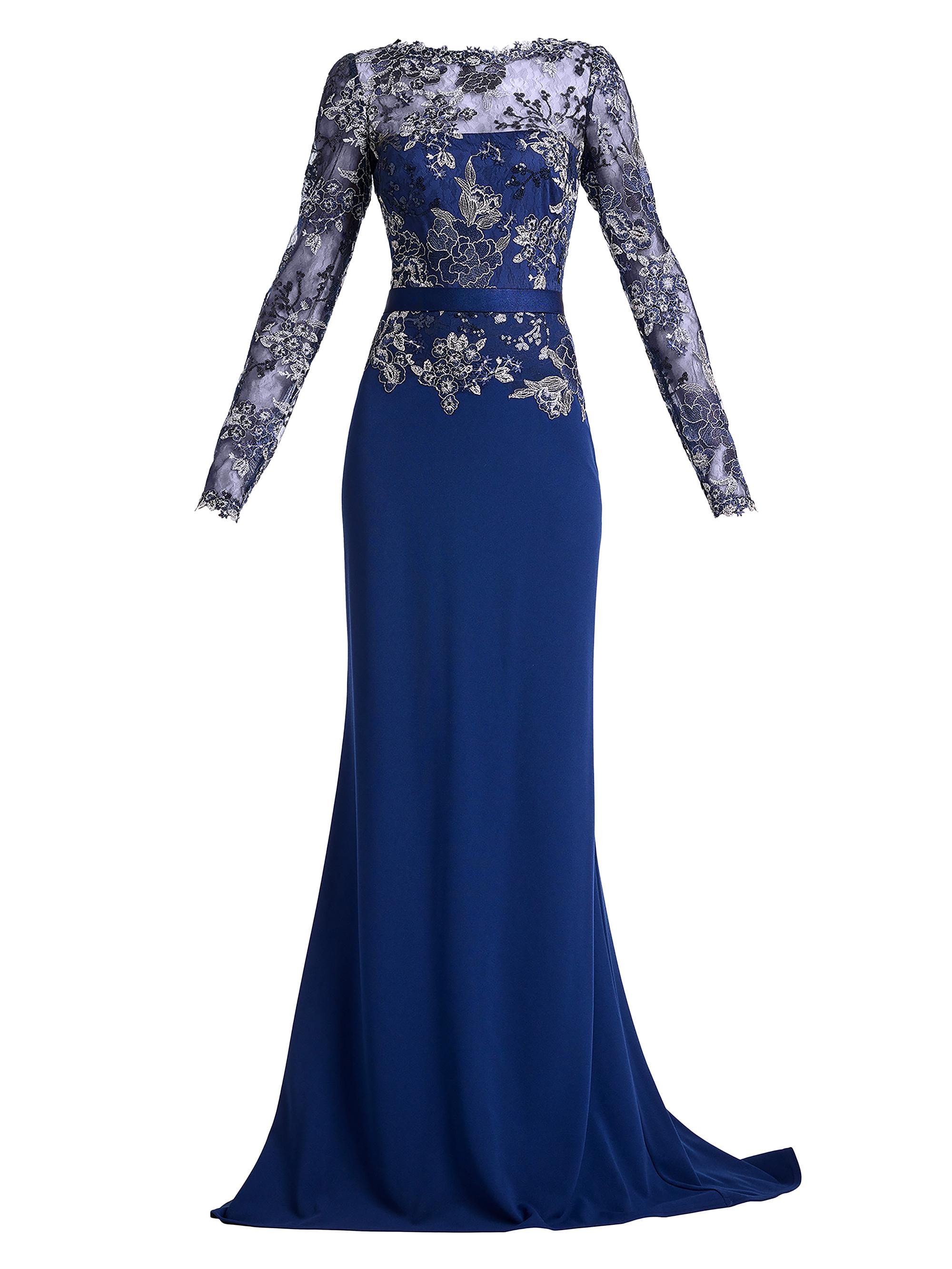 Tadashi Shoji Floral Lace Asymmetric Long-Sleeve Gown | Saks Fifth