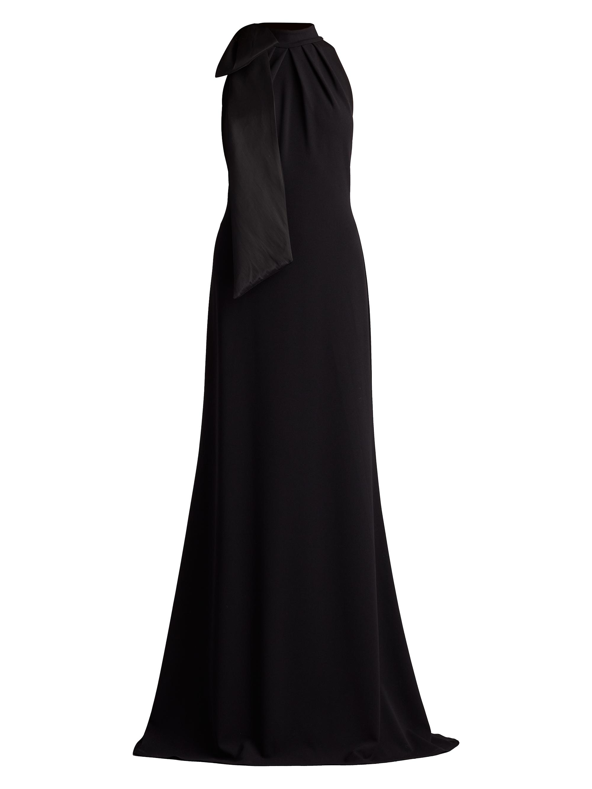Tadashi Shoji Women's Crepe Bow Sleeveless A-Line Gown - Black