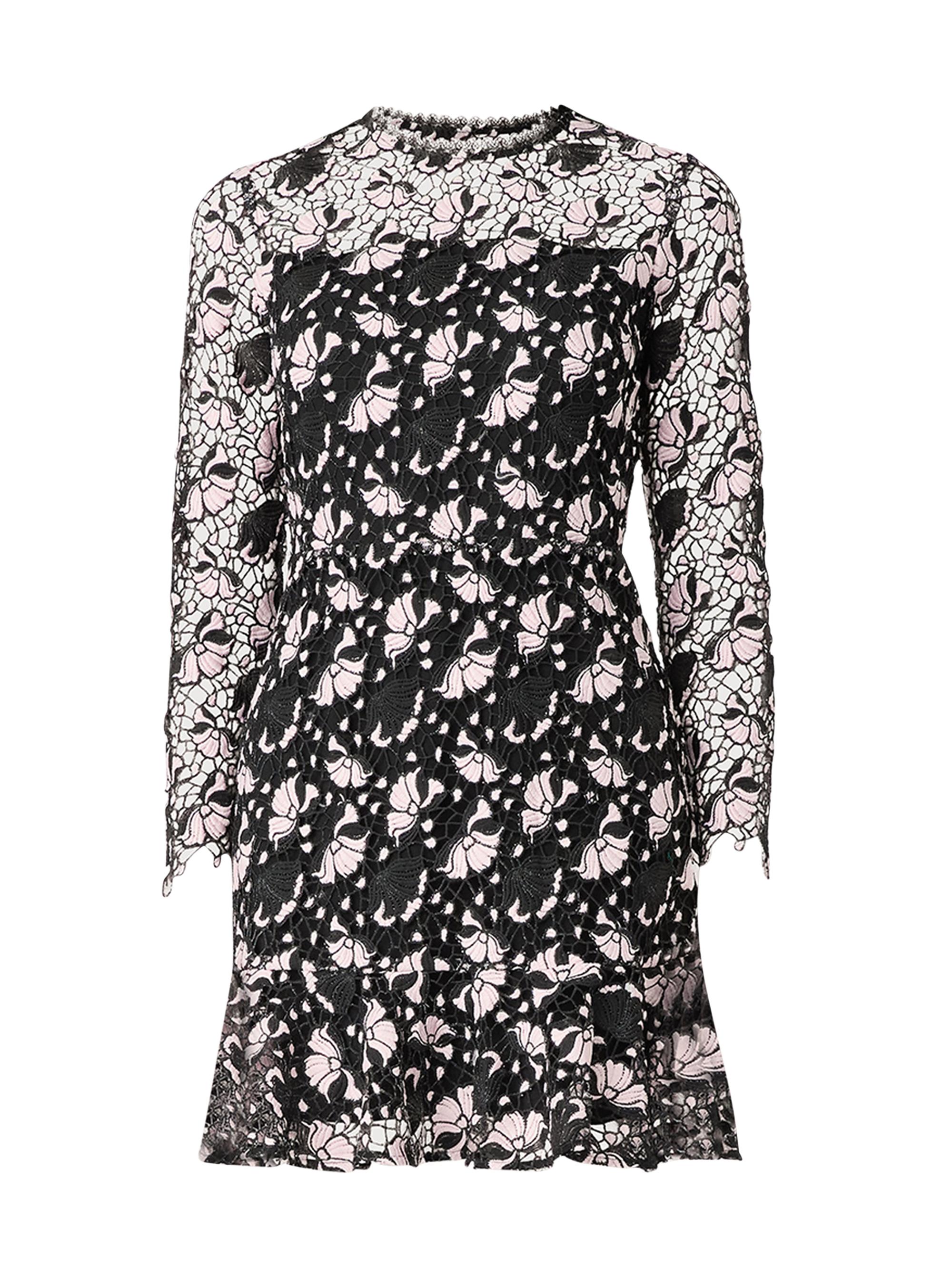 Shoshanna Women's Gracie Two-Tone Floral Lace Minidress - Black Pink