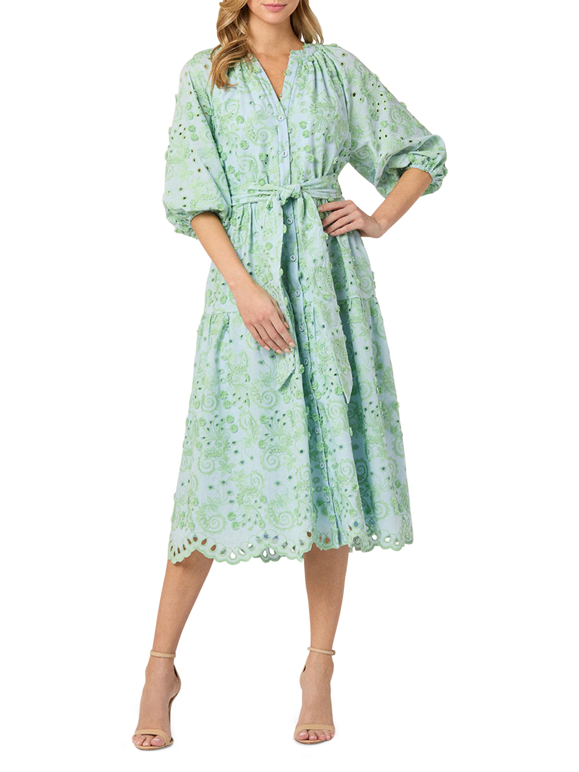 Shoshanna Denver Tiered Eyelet-Embroidered Midi-Dress | Saks Fifth Avenue