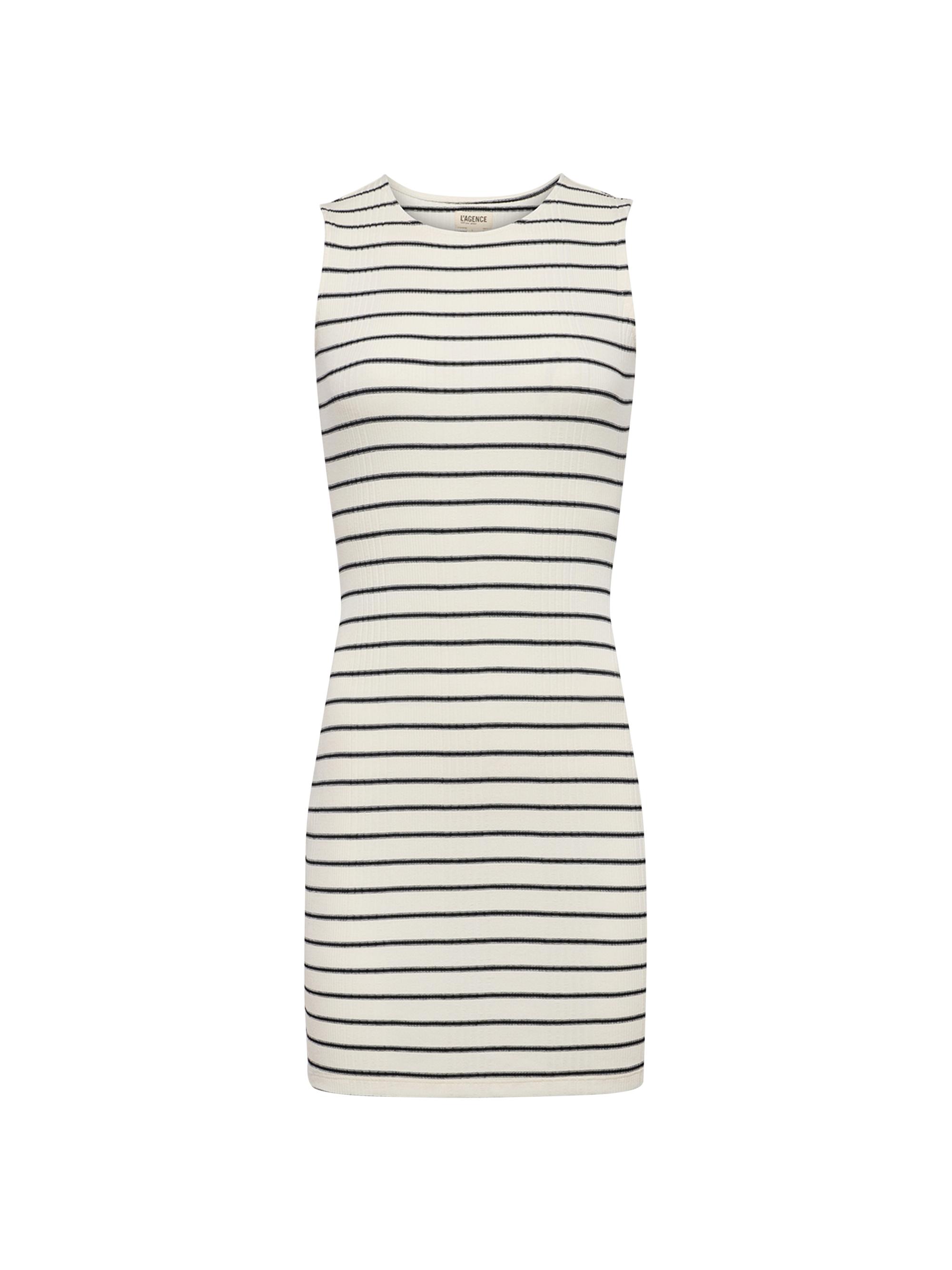 L'AGENCE Women's Ellis Stripe Knit Minidress - Black White