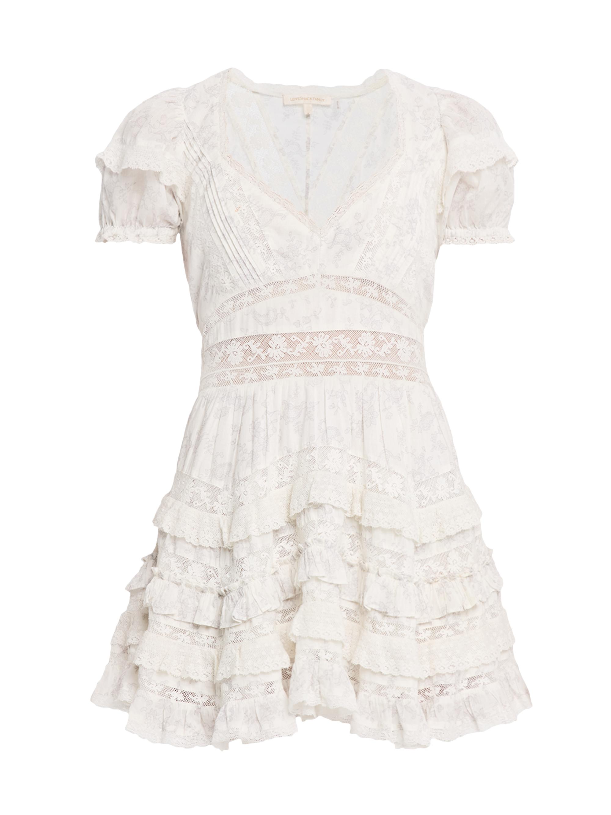 LoveShackFancy Women's Nivara Lace-Trim Ruffle Minidress - White