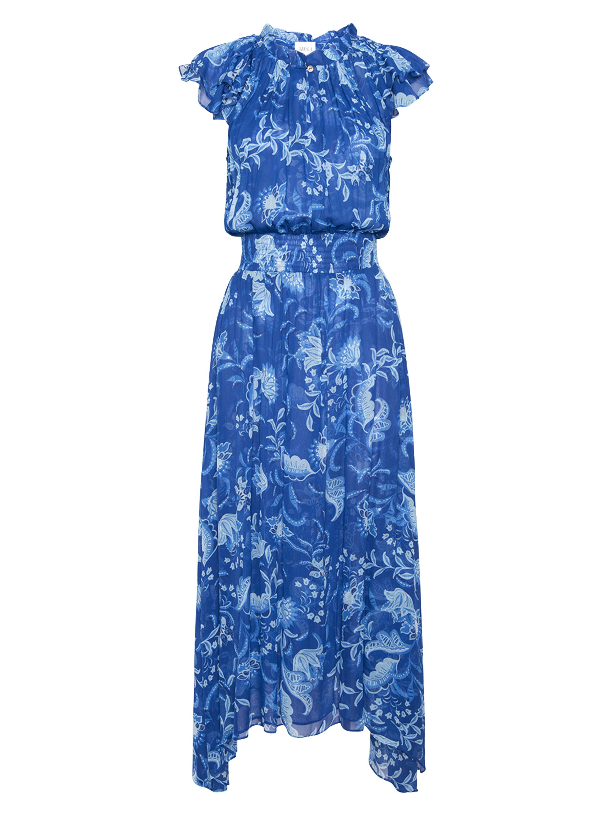 Misa Los Angeles Women's Mariposa Chiffon Midi-Dress - Blue Pattern