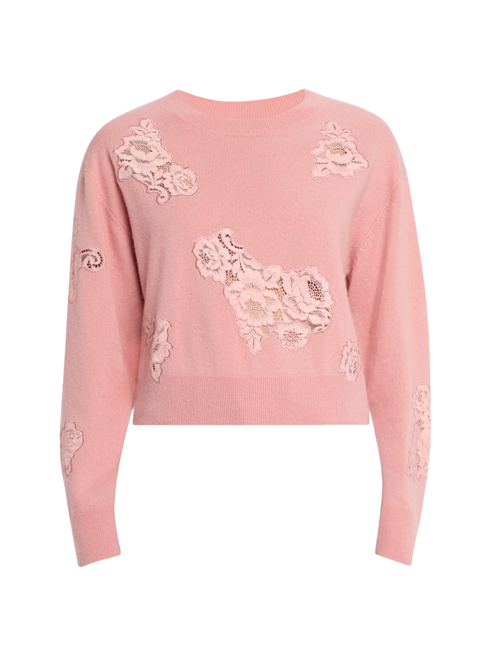 LoveShackFancy Women's Lazuli Cashmere-Blend Lace Sweater - Quartz