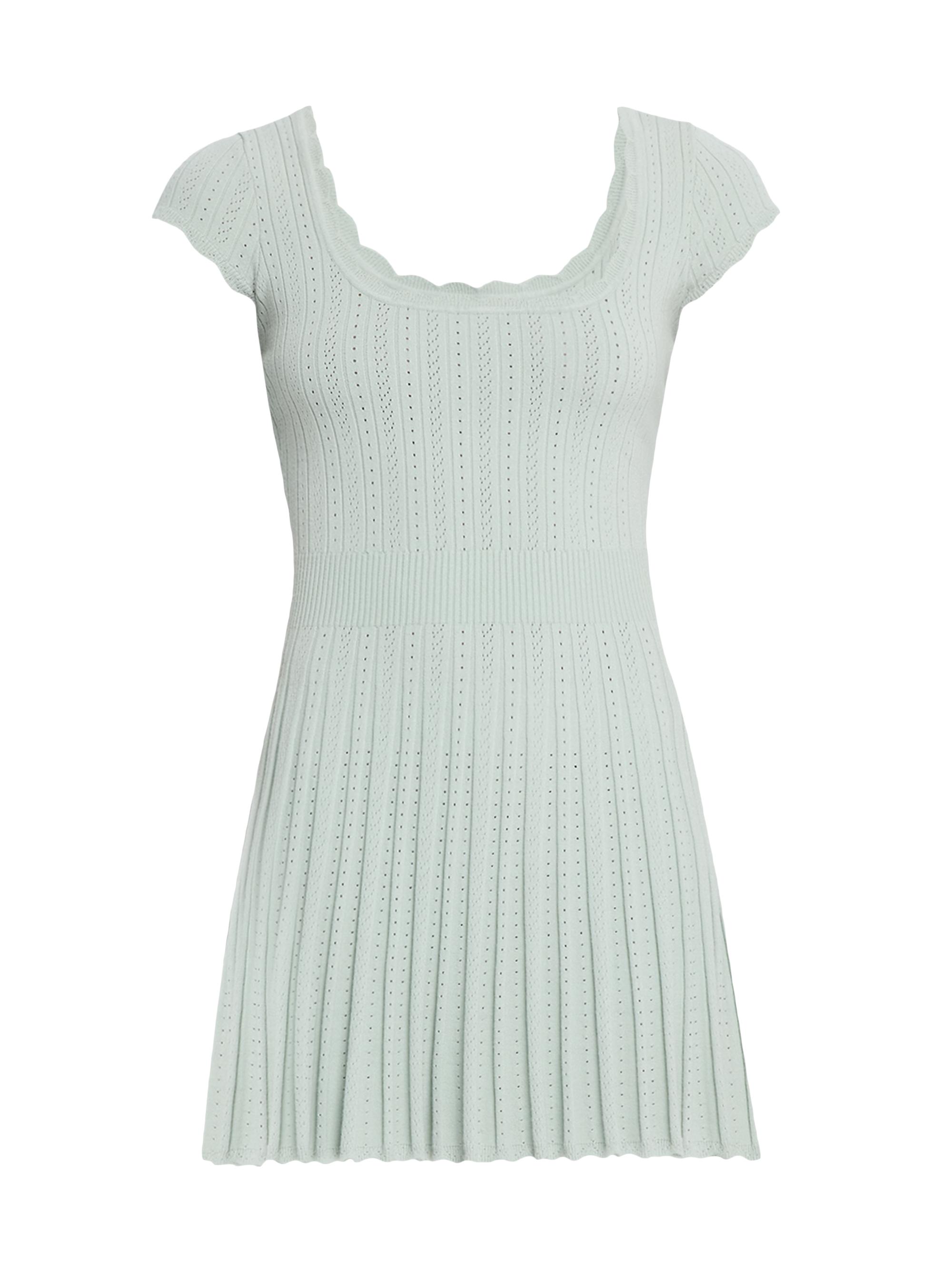 LoveShackFancy Women's Evaluna Pointelle-Knit Minidress - Green Grey