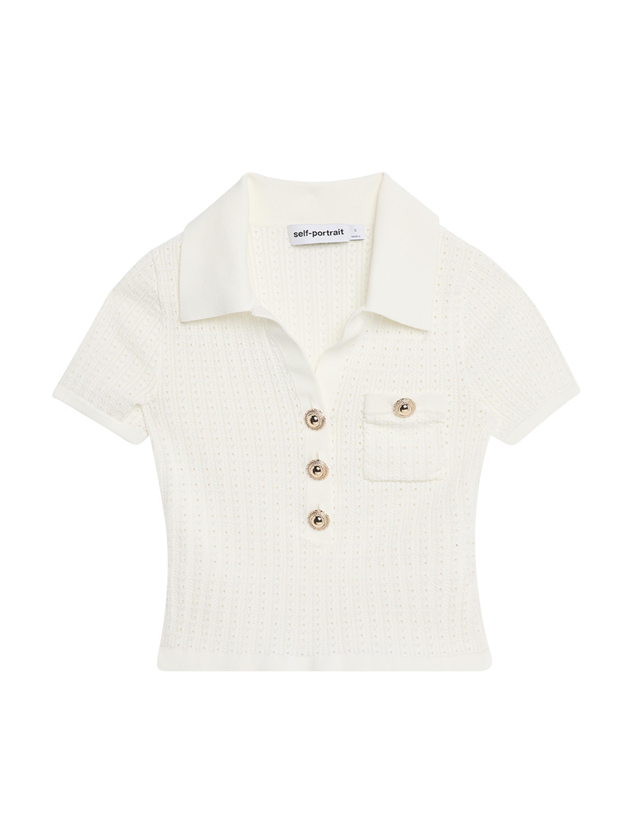 Self-Portrait Women's Pointelle-Knit Top - White