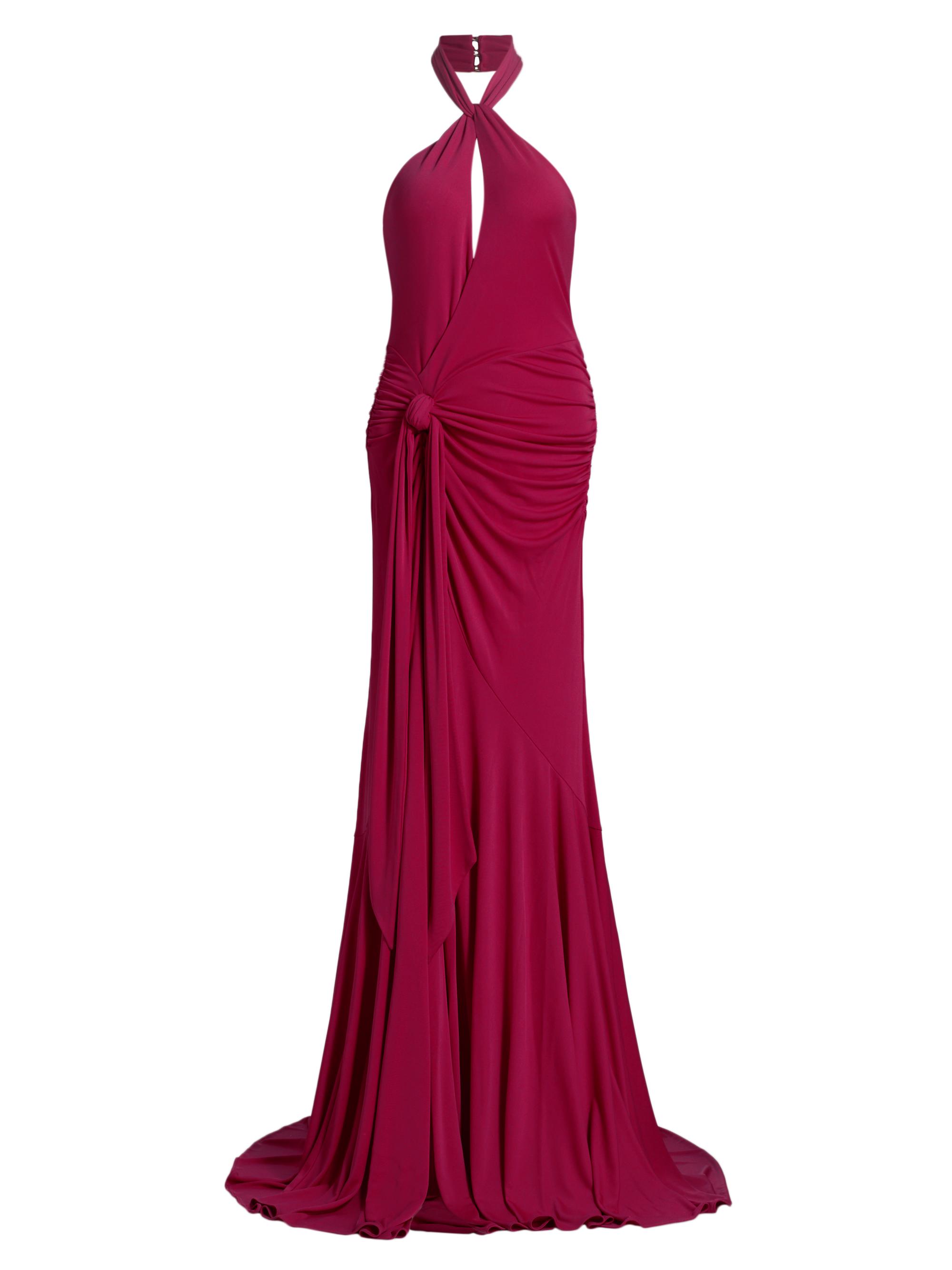 Cinq à Sept Women's Gulliame Halter Keyhole Gown - Pink Garnet