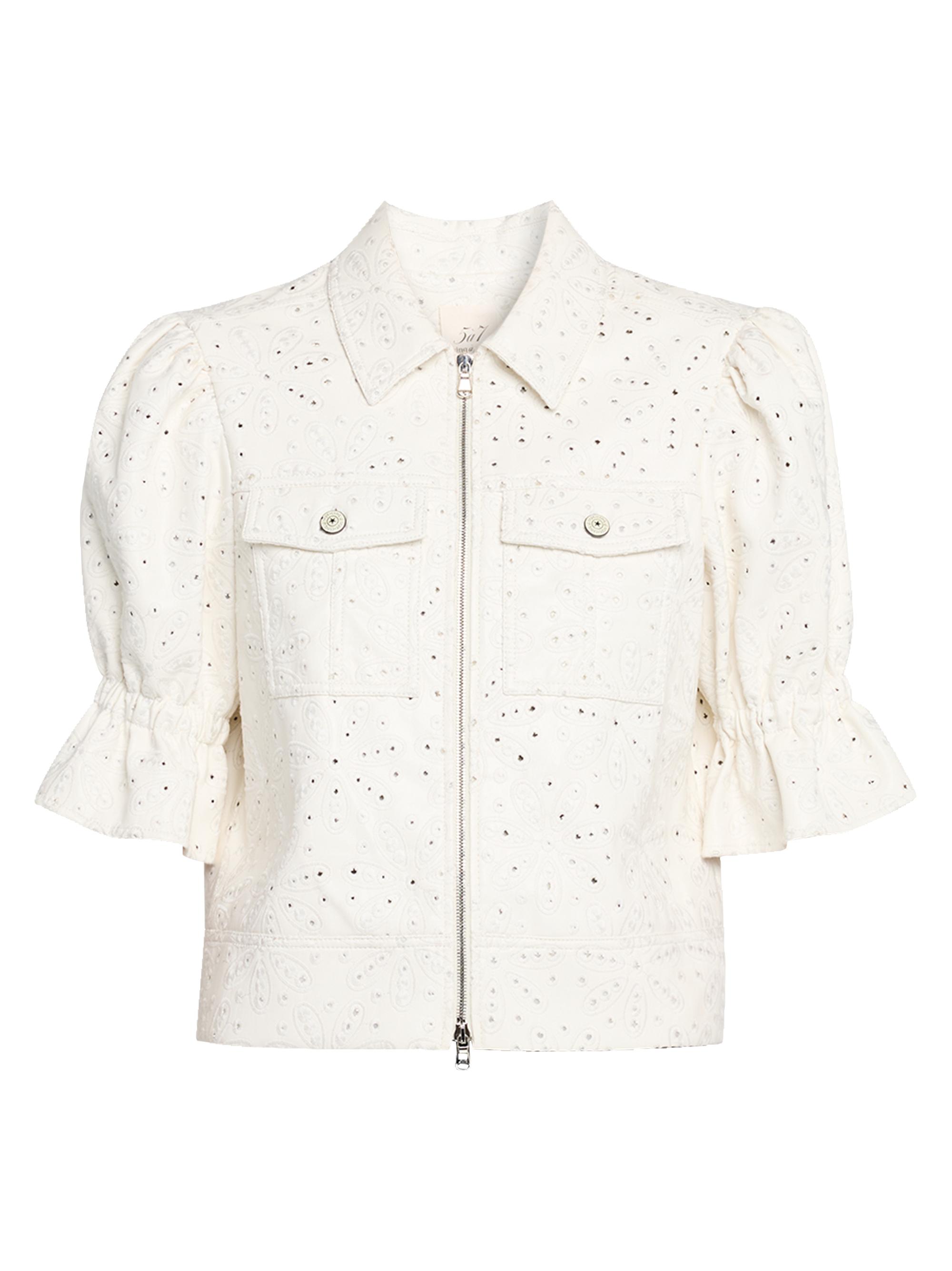 CINQ A SEPT Women's Holly Faux-Leather Embroidered Eyelet Puff-Sleeve Jacket -