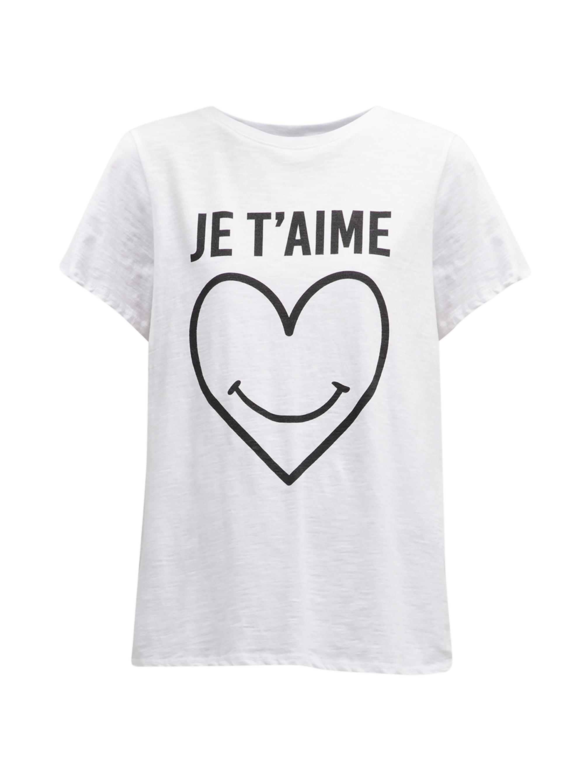 CINQ A SEPT Women's Smiling Heart Graphic Cotton T-Shirt - White