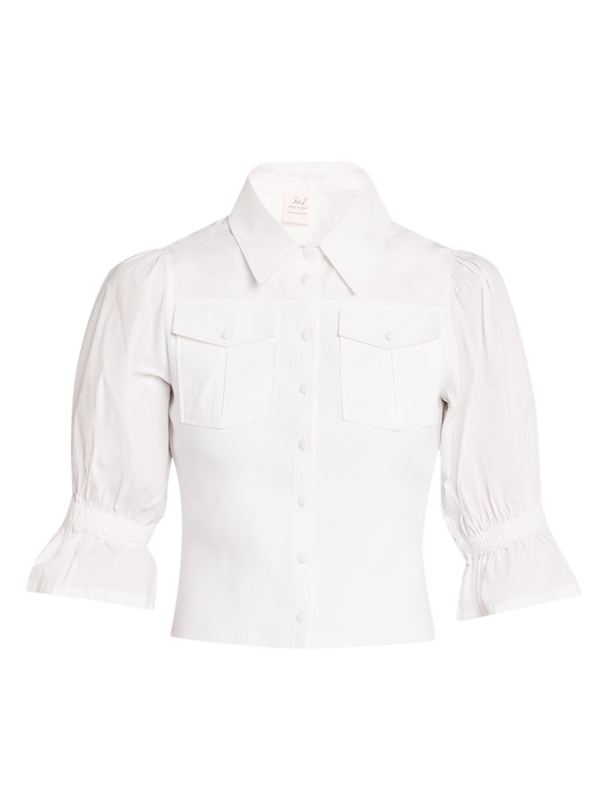 Cinq à Sept Women's Lyric Poplin Puff-Sleeve Top - White