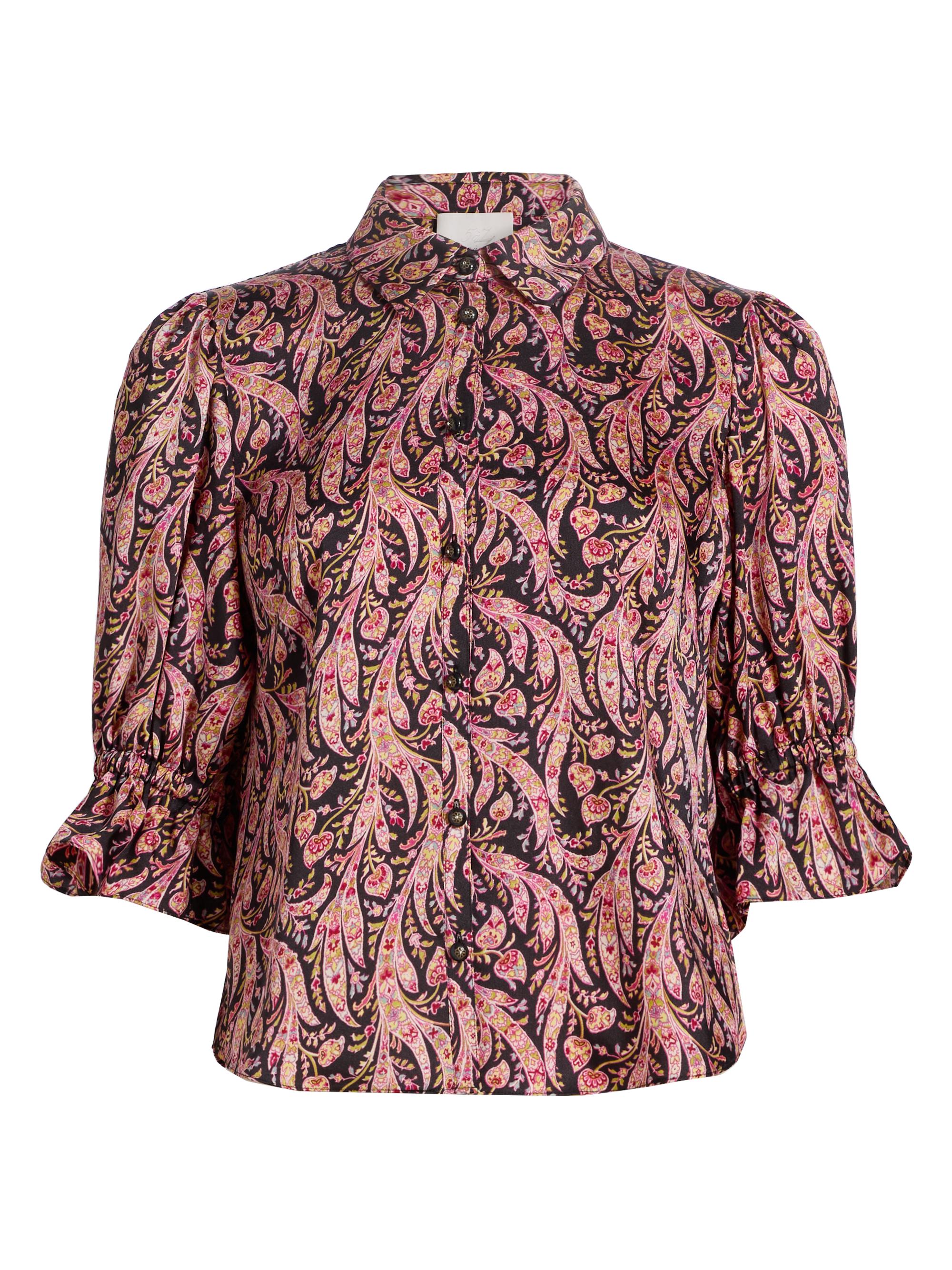 Cinq à Sept Women's Fiona Charming Paisley Trumpet-Sleeve Top - Obsidian Multi