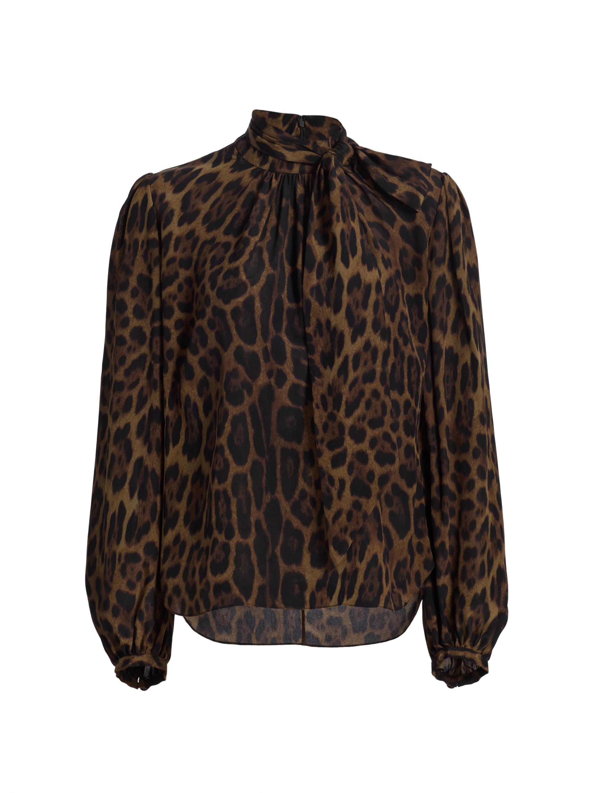 Adam Lippes Women's Joan Leopard Crepe De Chine Blouse - Natural Leopard