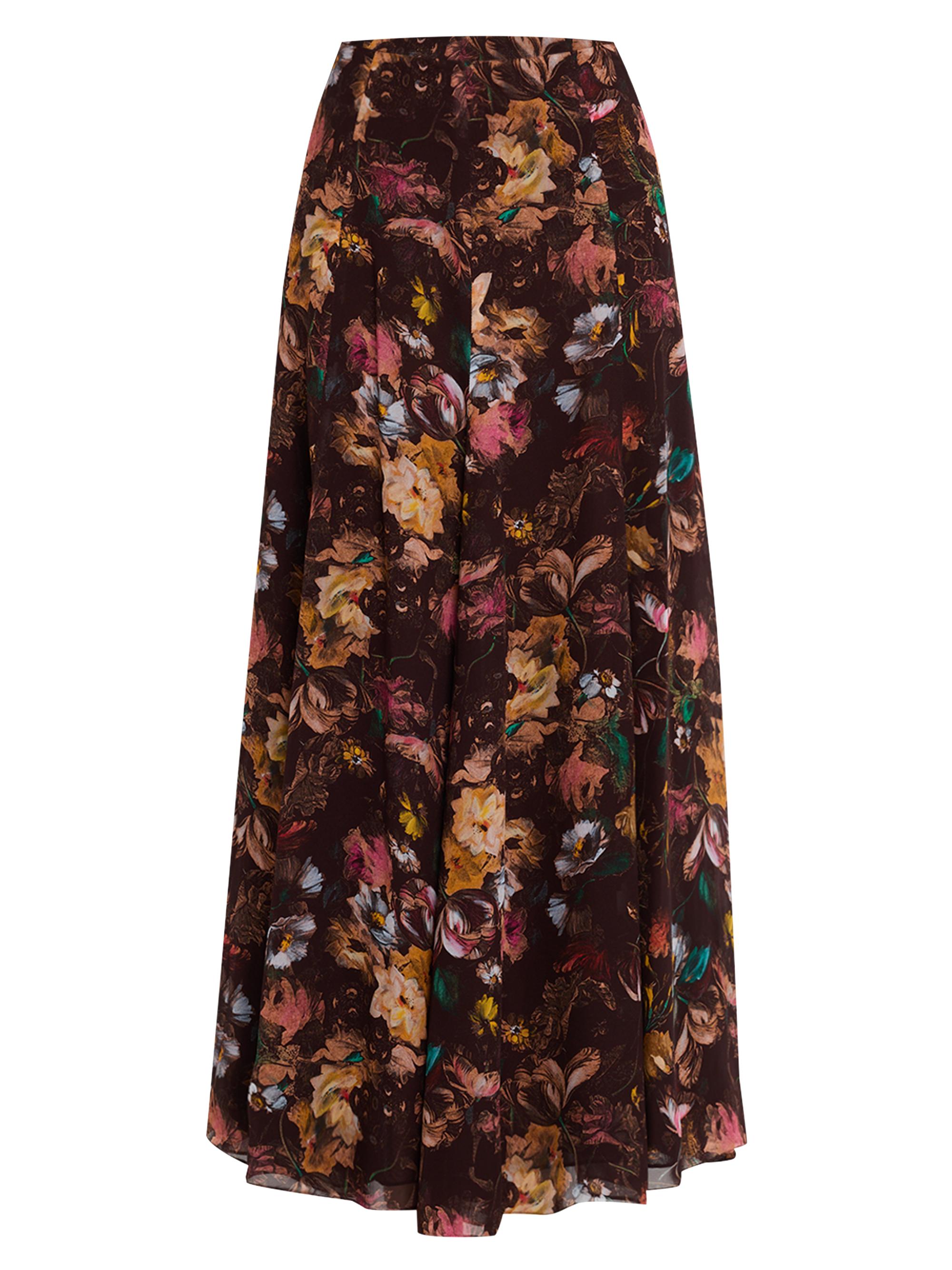 Lela Rose Women's Floral Trumpet Midi-Skirt - Brown