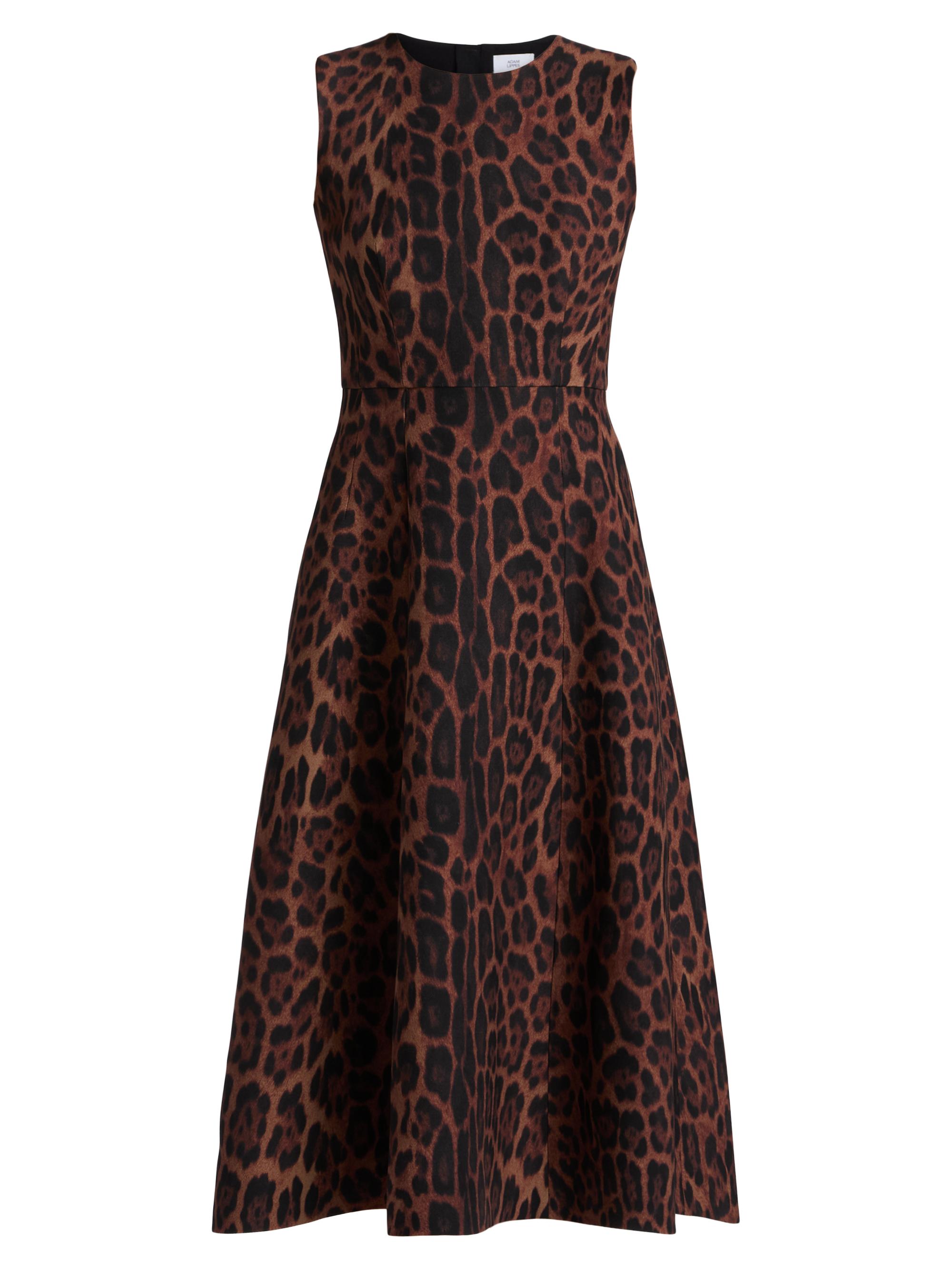 Adam Lippes Women's Eloise Printed Wool-Silk Midi-Dress - Natural Leopard
