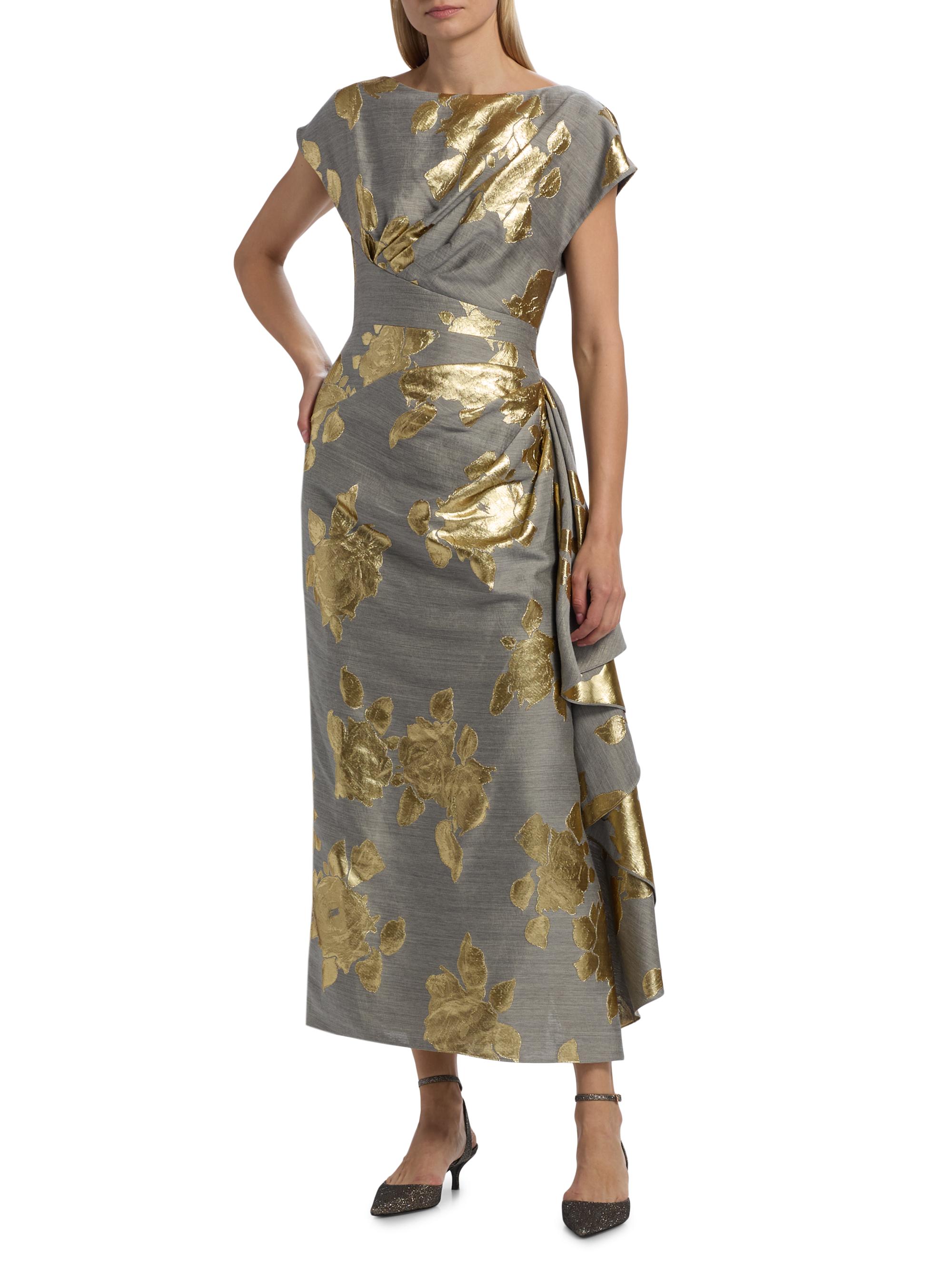 floret studios metallic dress Lela Rose Florence Metallic Floral Cocktail Dress