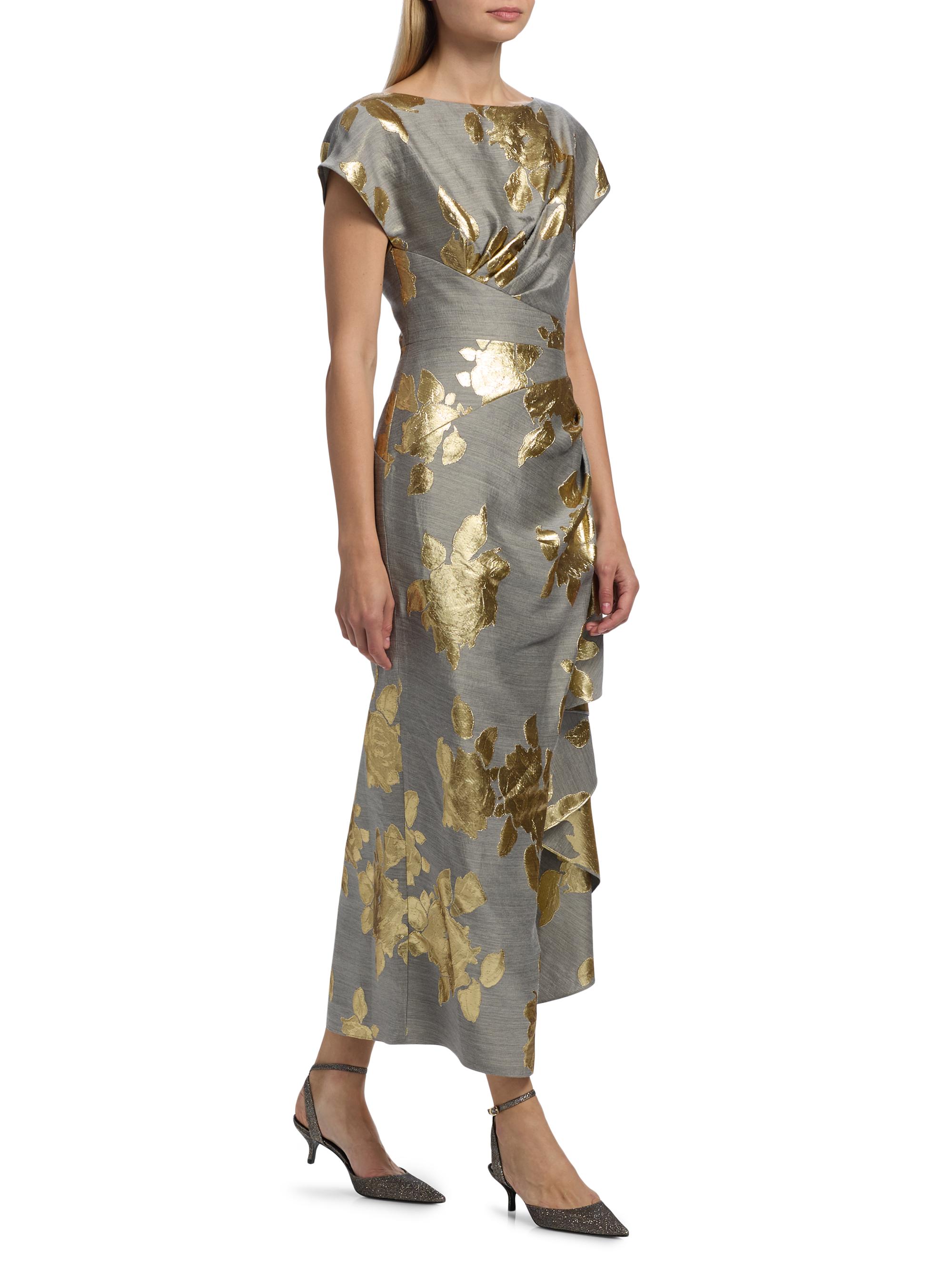 Lela Rose Florence Metallic Floral Cocktail Dress | Saks Fifth Avenue