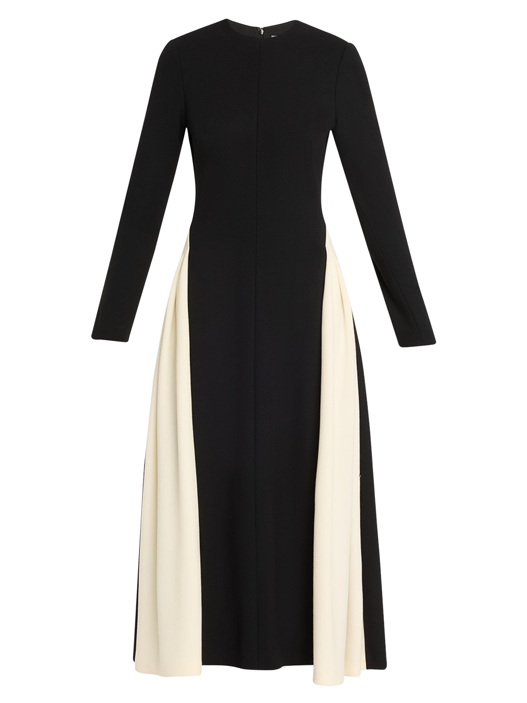 Lela Rose Women's Contrast Stripe Long-Sleeve Midi-Dress - Black White