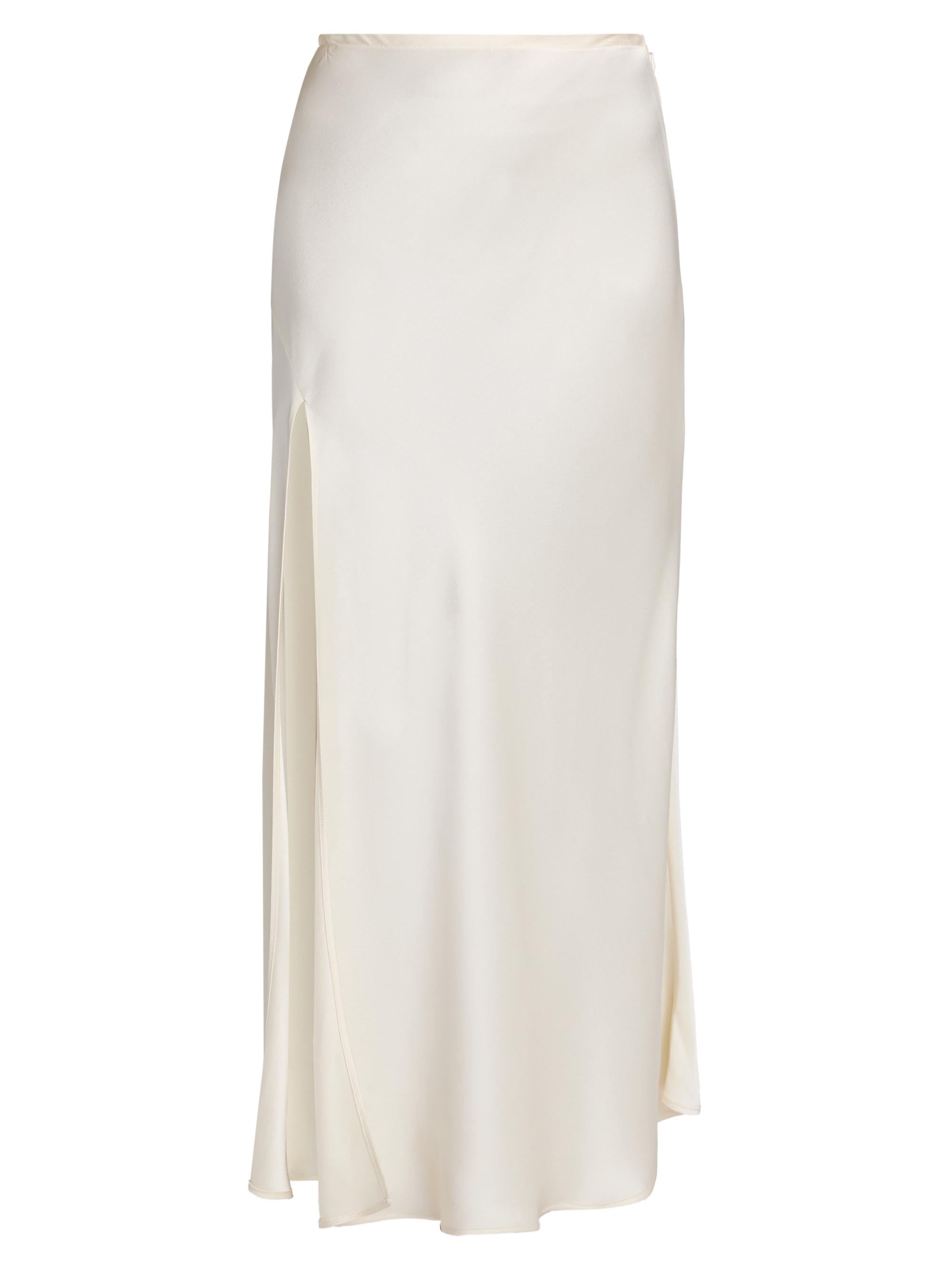 LaPointe Women's Satin Bias Slit Midi-Skirt - Cream