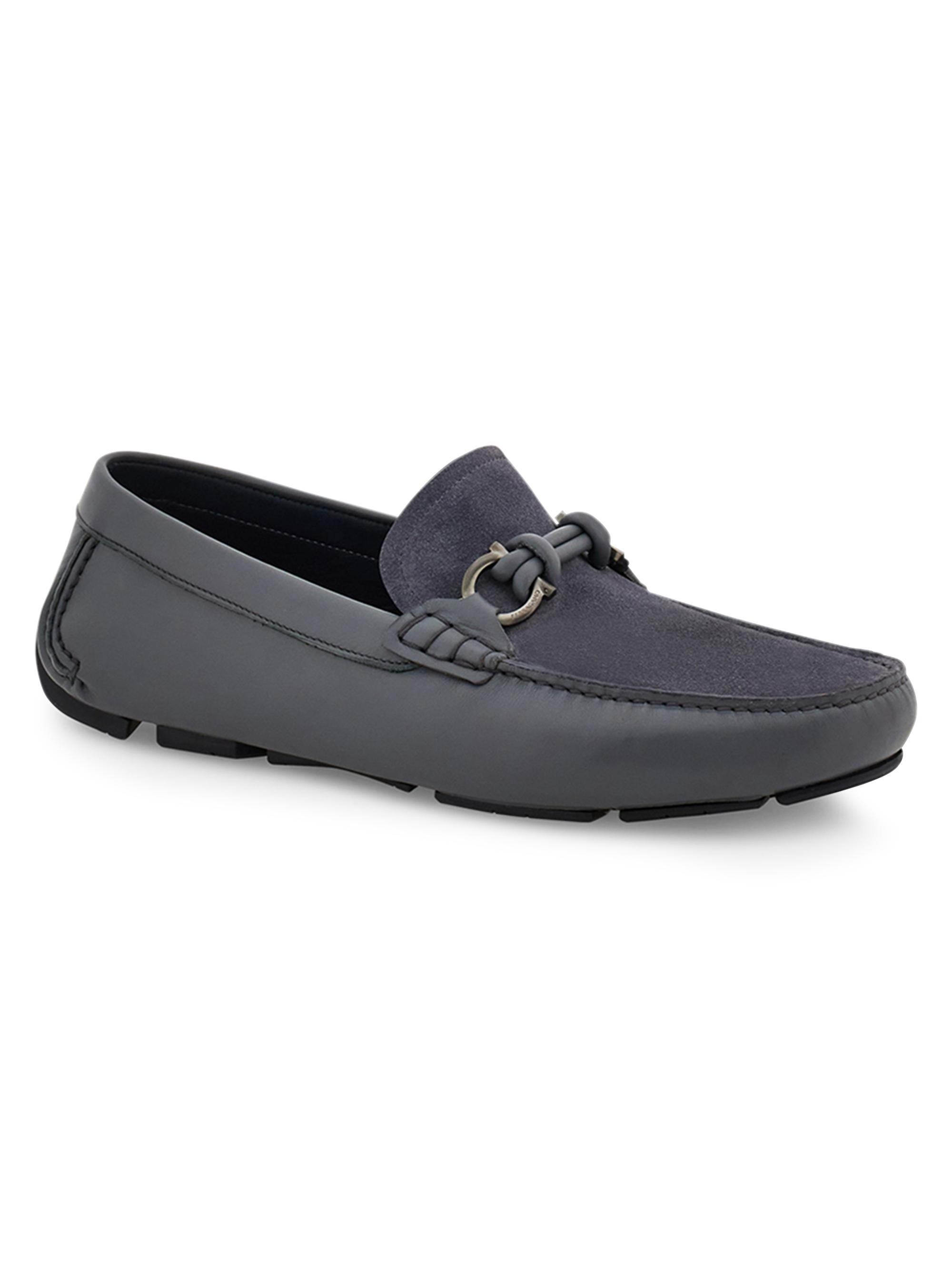 FERRAGAMO Almeria Gancini-Bit Leather & Suede Driving  display picture 2