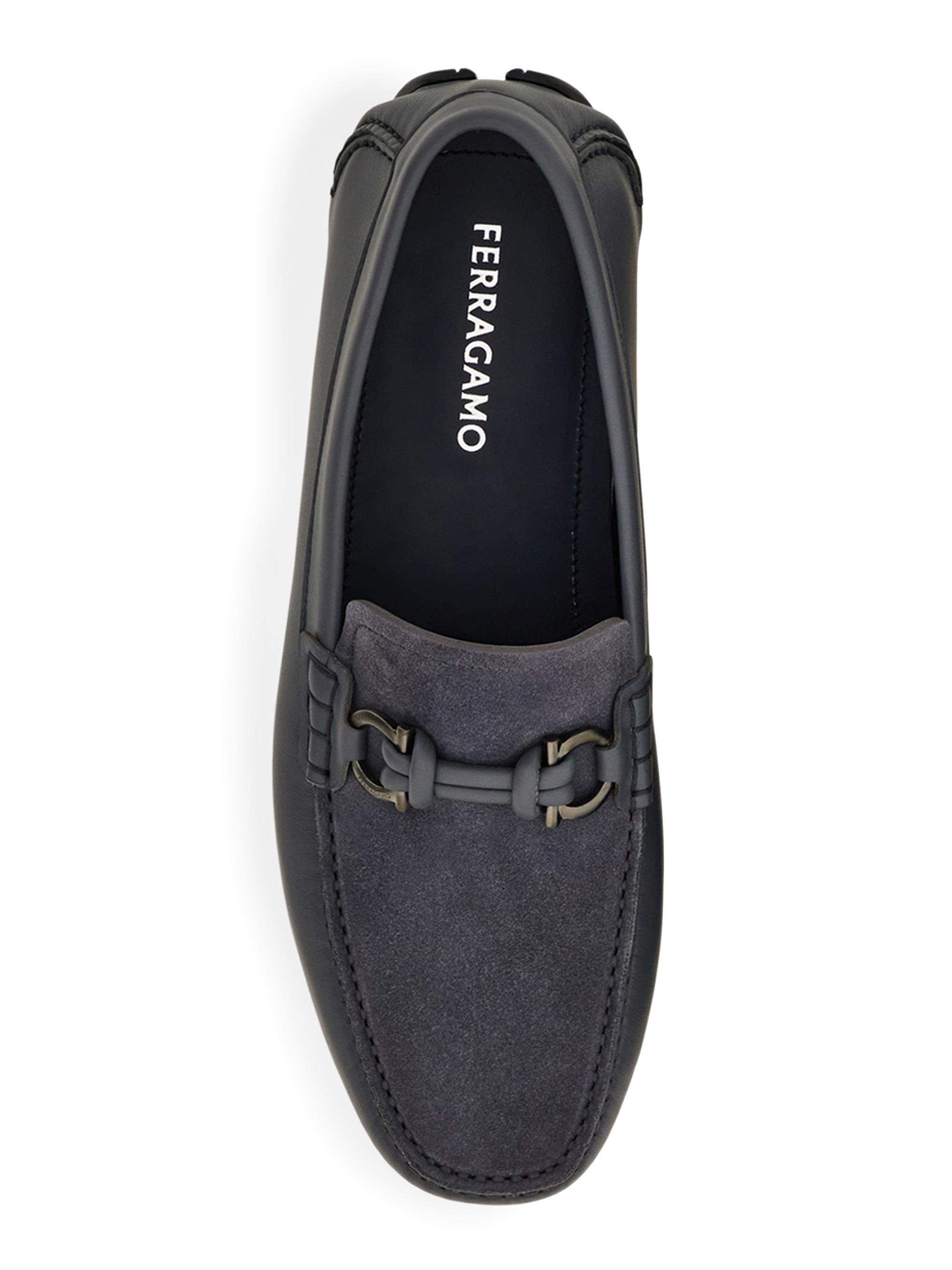 FERRAGAMO Almeria Gancini-Bit Leather & Suede Driving  display picture 2