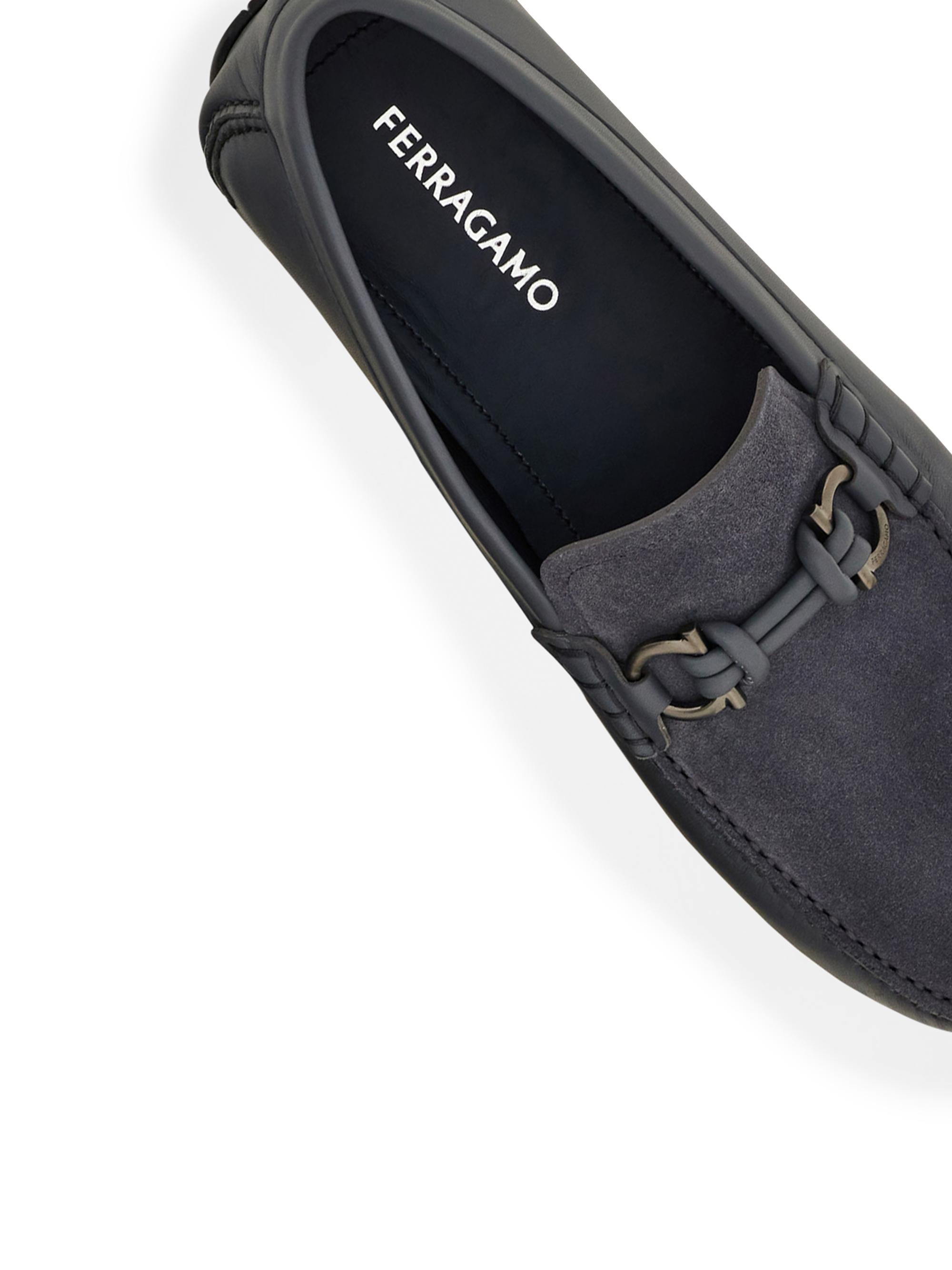 FERRAGAMO Almeria Gancini-Bit Leather & Suede Driving  display picture 1