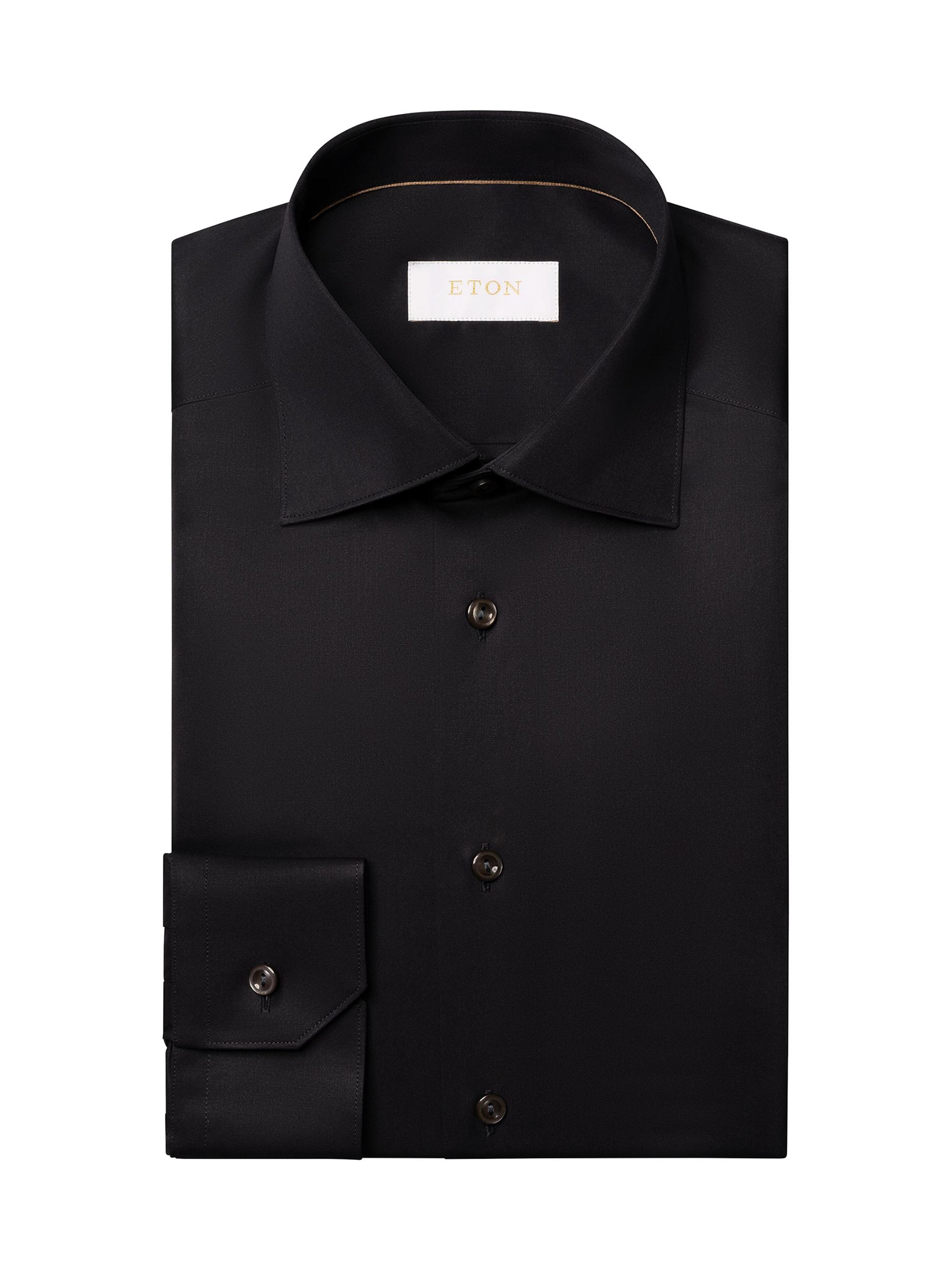 Eton Men's Contemporary-Fit Elevated Twill Dress Shirt - Black