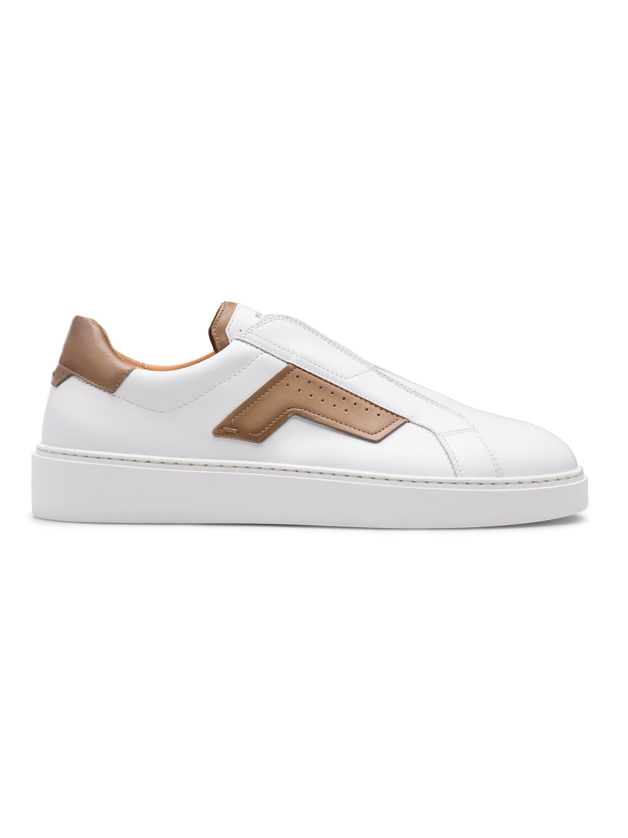 Magnanni Men's Phoenix Leather Low-Top Sneakers - White And Taupe