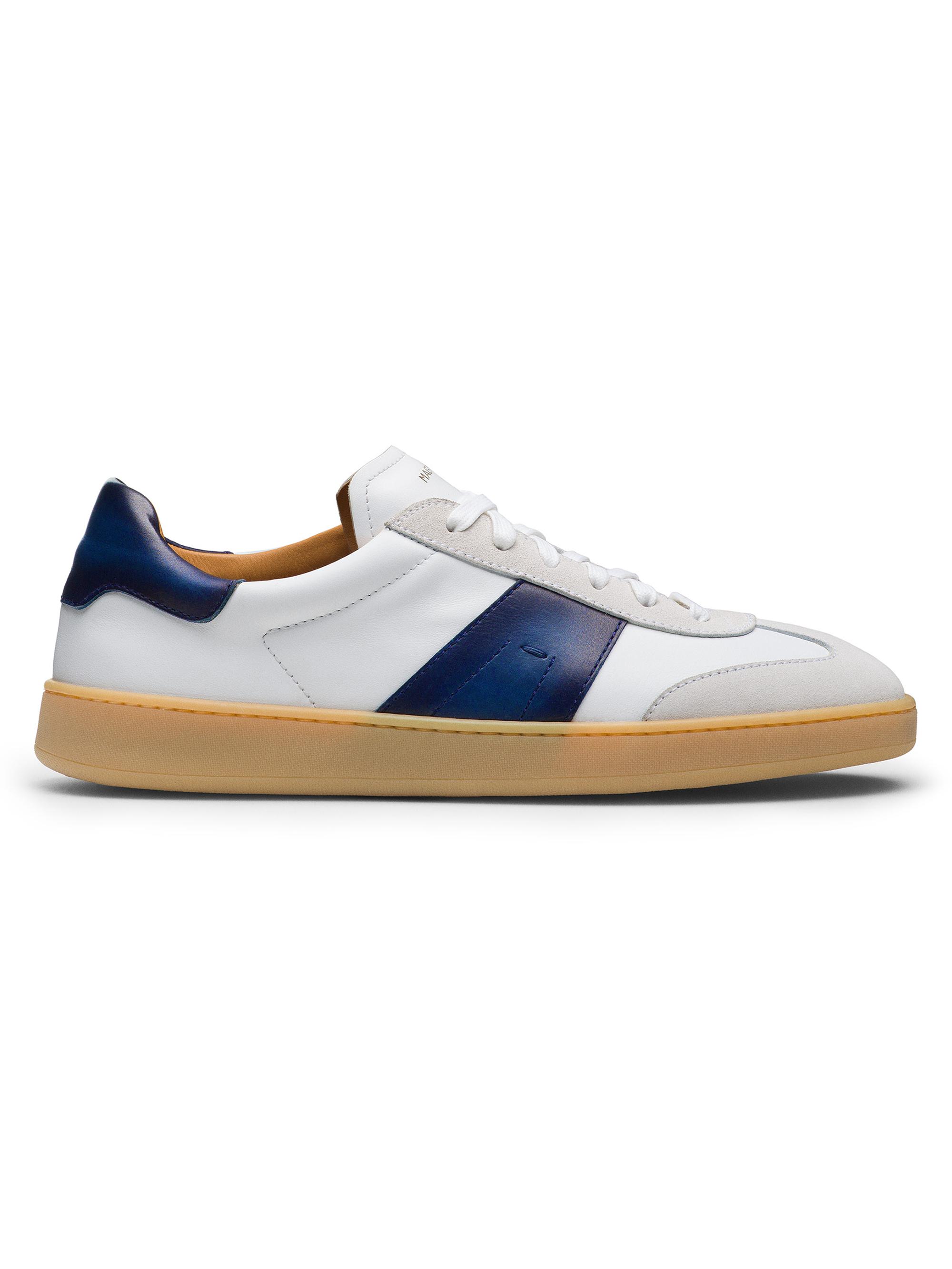 Magnanni Men's Primera Leather Low-Top Sneakers - White And Navy 13