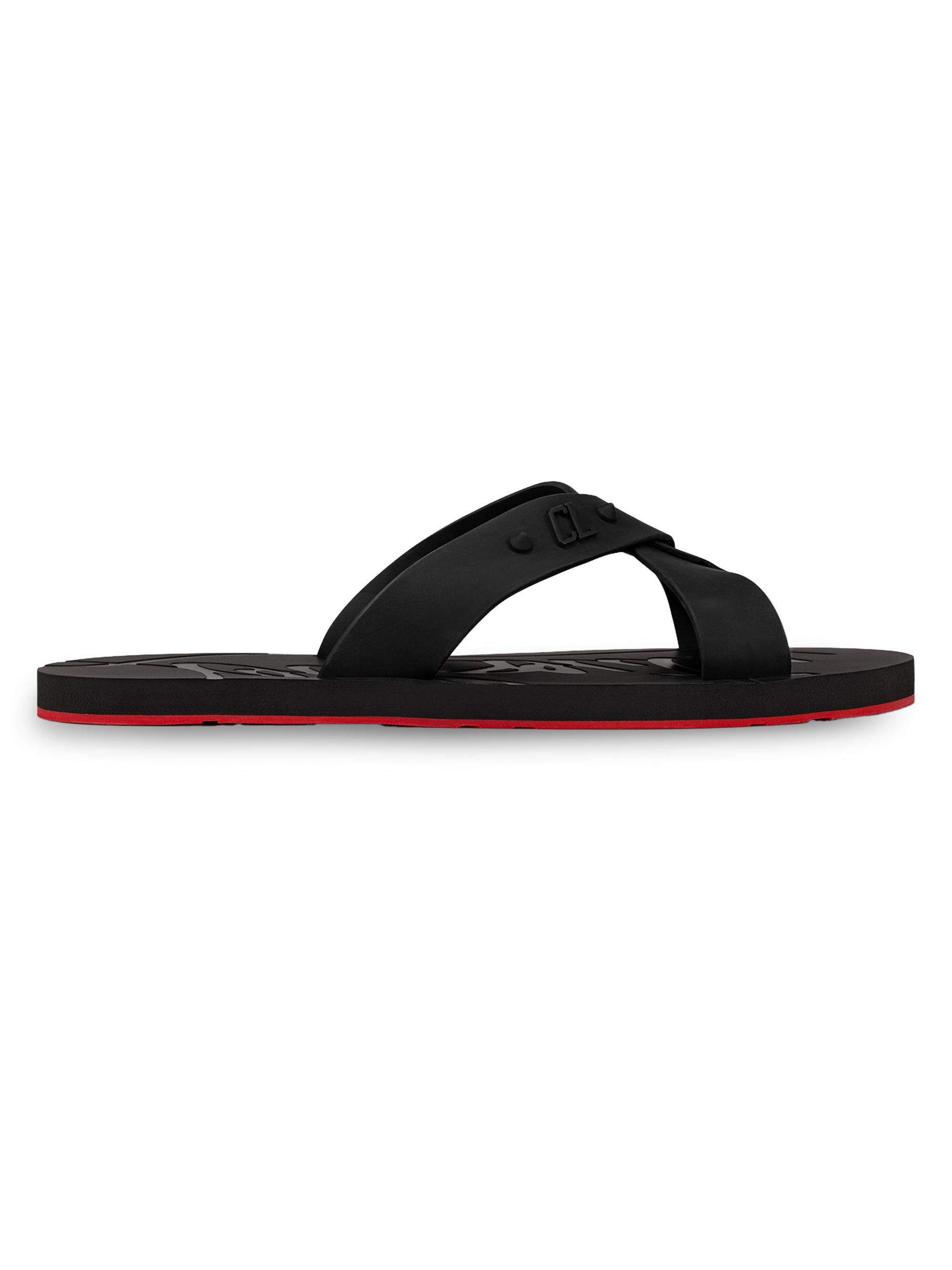 Christian Louboutin Men's Loubi Cross Rubber Sandals - Black