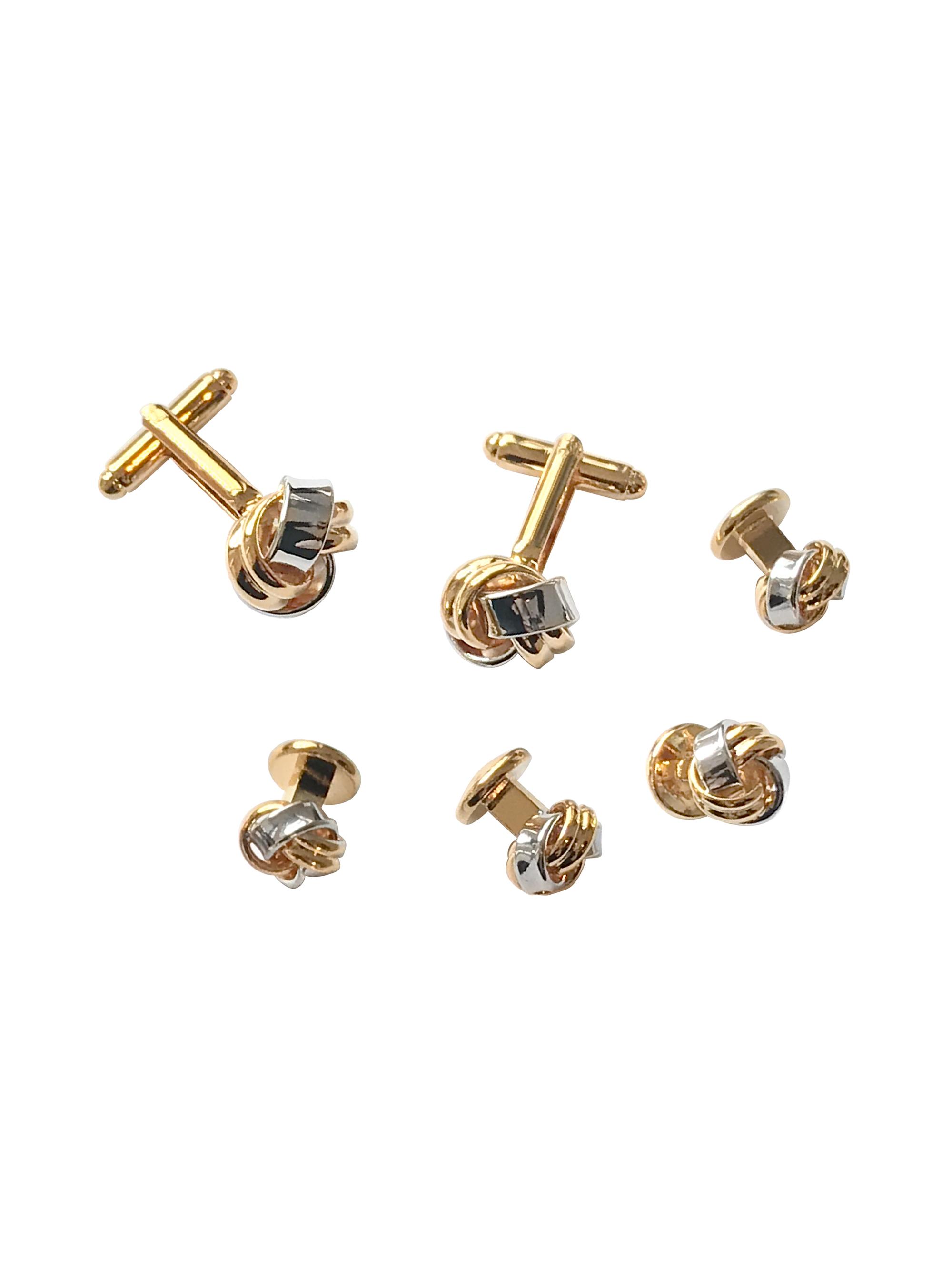 Link Up Men's Classic Knot Cufflinks & Studs Set - Silver