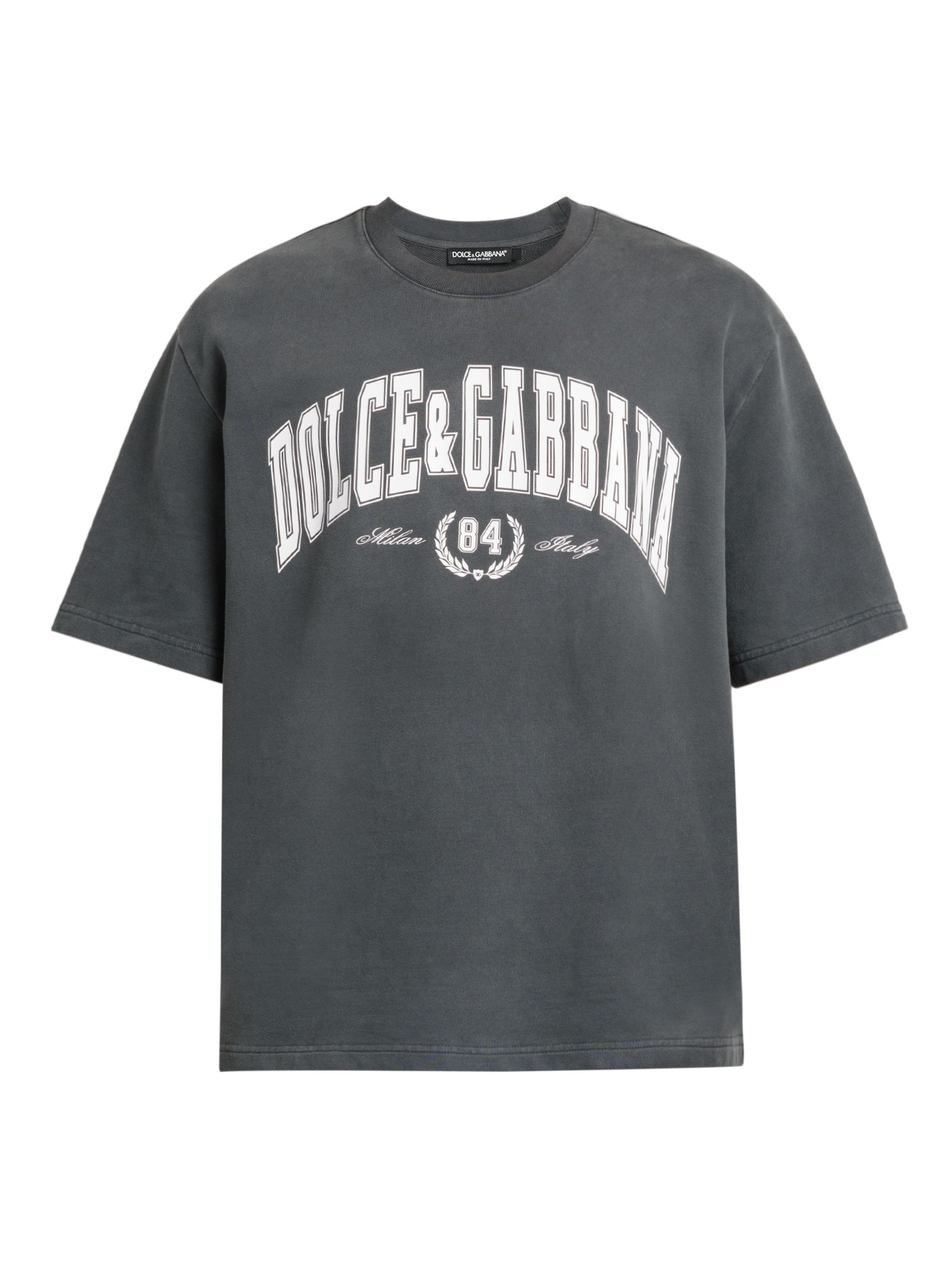Dolce & Gabbana Men's Logo Cotton Crewneck T-Shirt - Grigioscurissimo