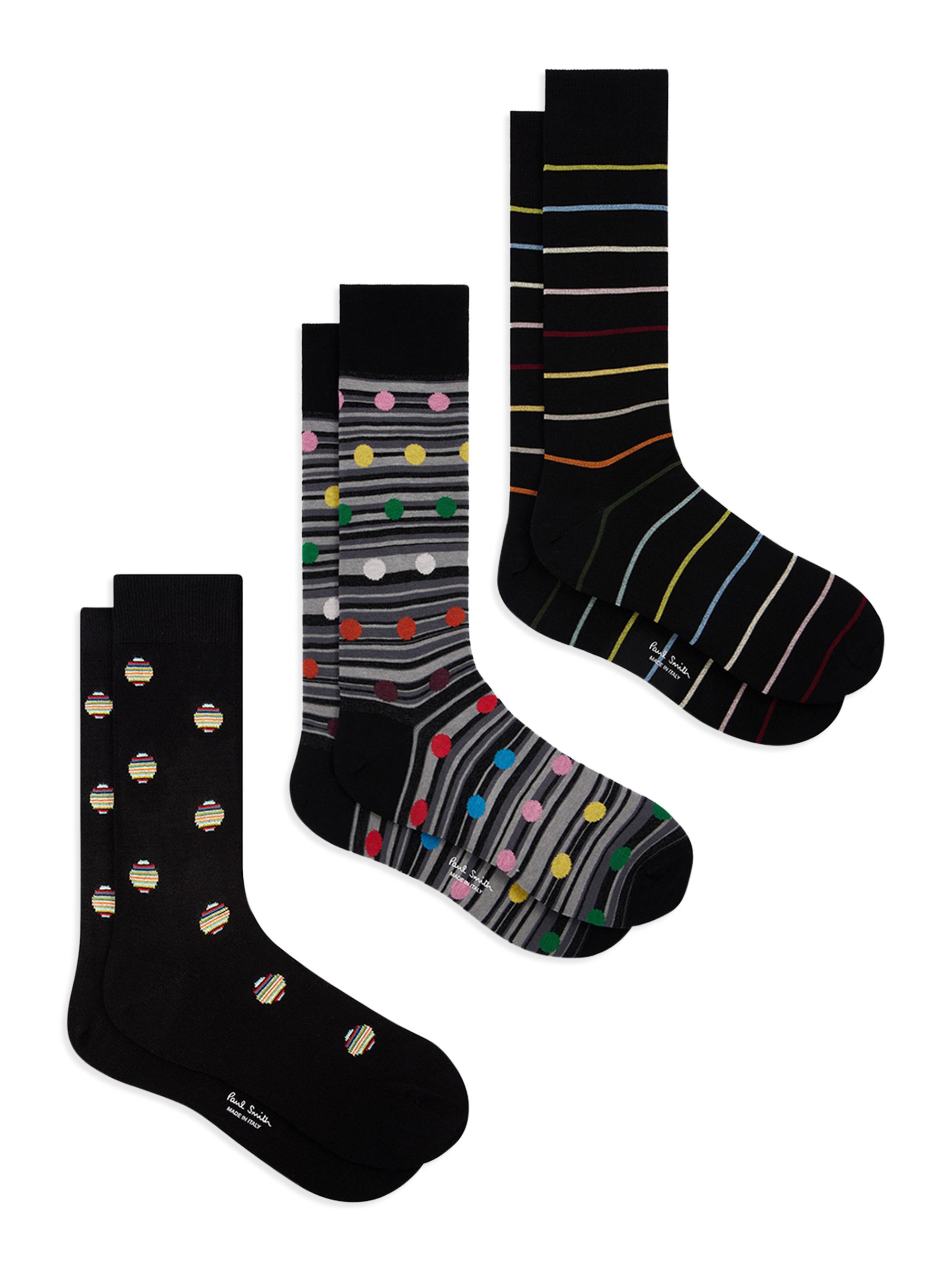 Paul Smith Men's Seasonal Multi-Pattern Crew Socks 3-Pack - Multi Pattern