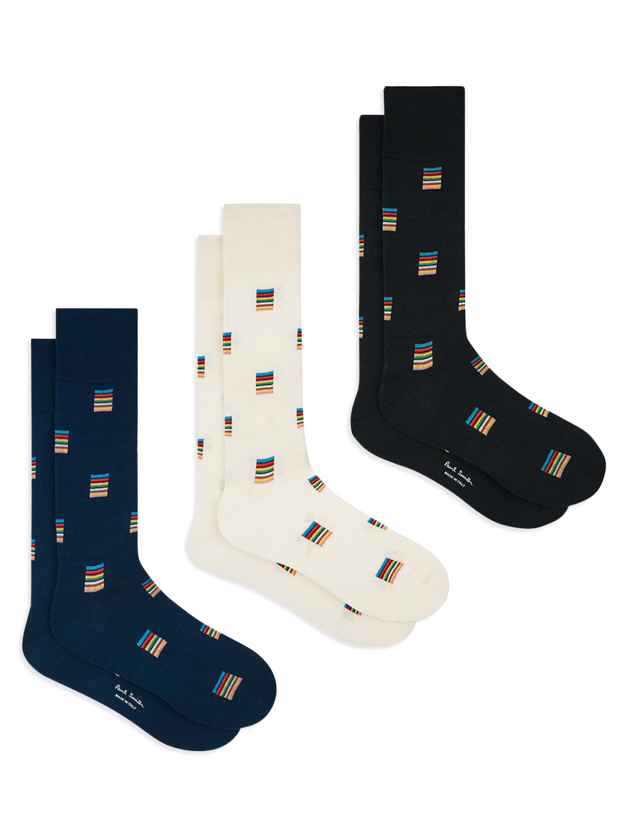 Paul Smith Men's Jonas Signature Stripe Block Crew Socks 3-Pack