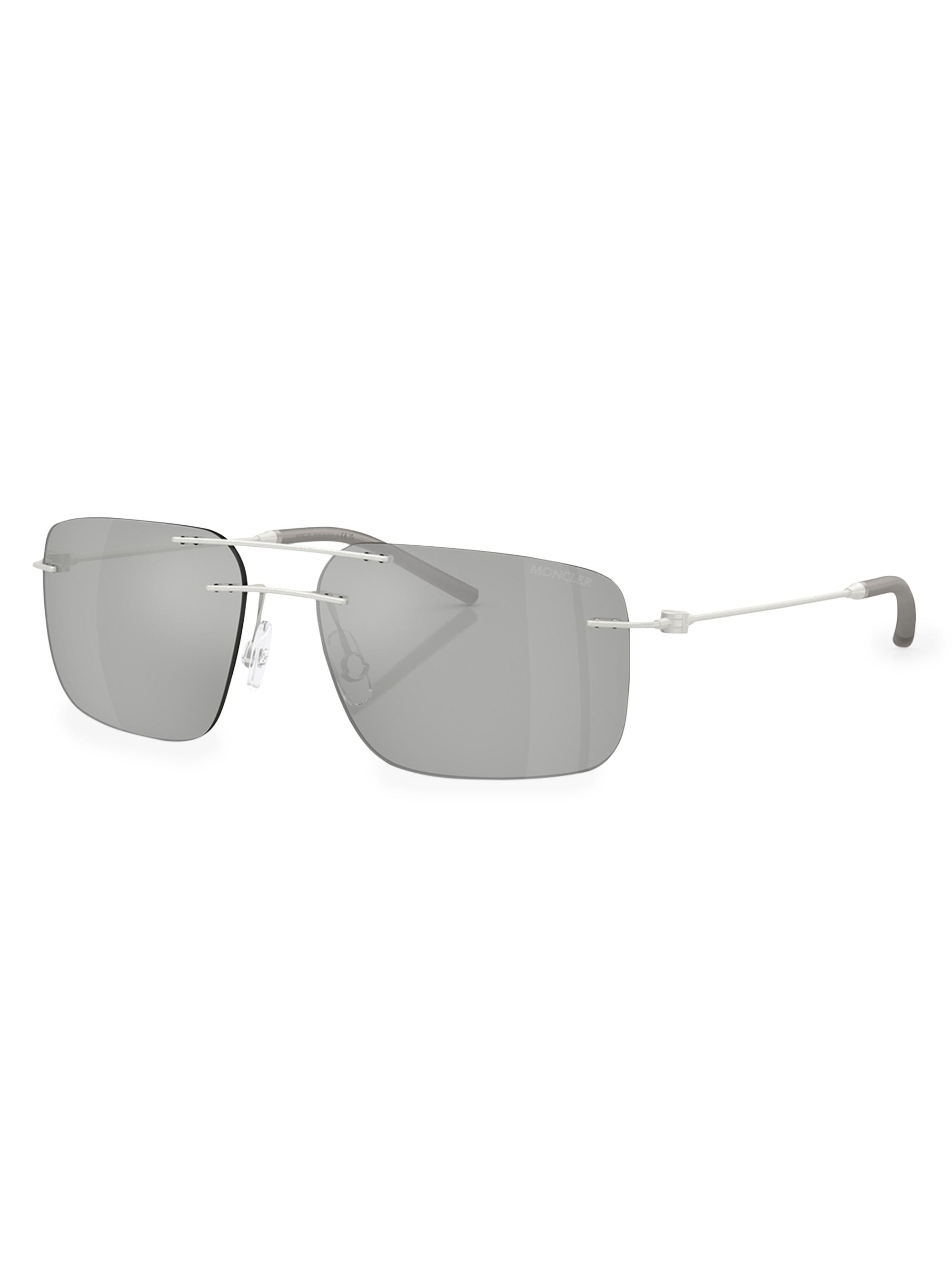 Moncler Men's Orbit 56MM Rectangular Sunglasses - Silver