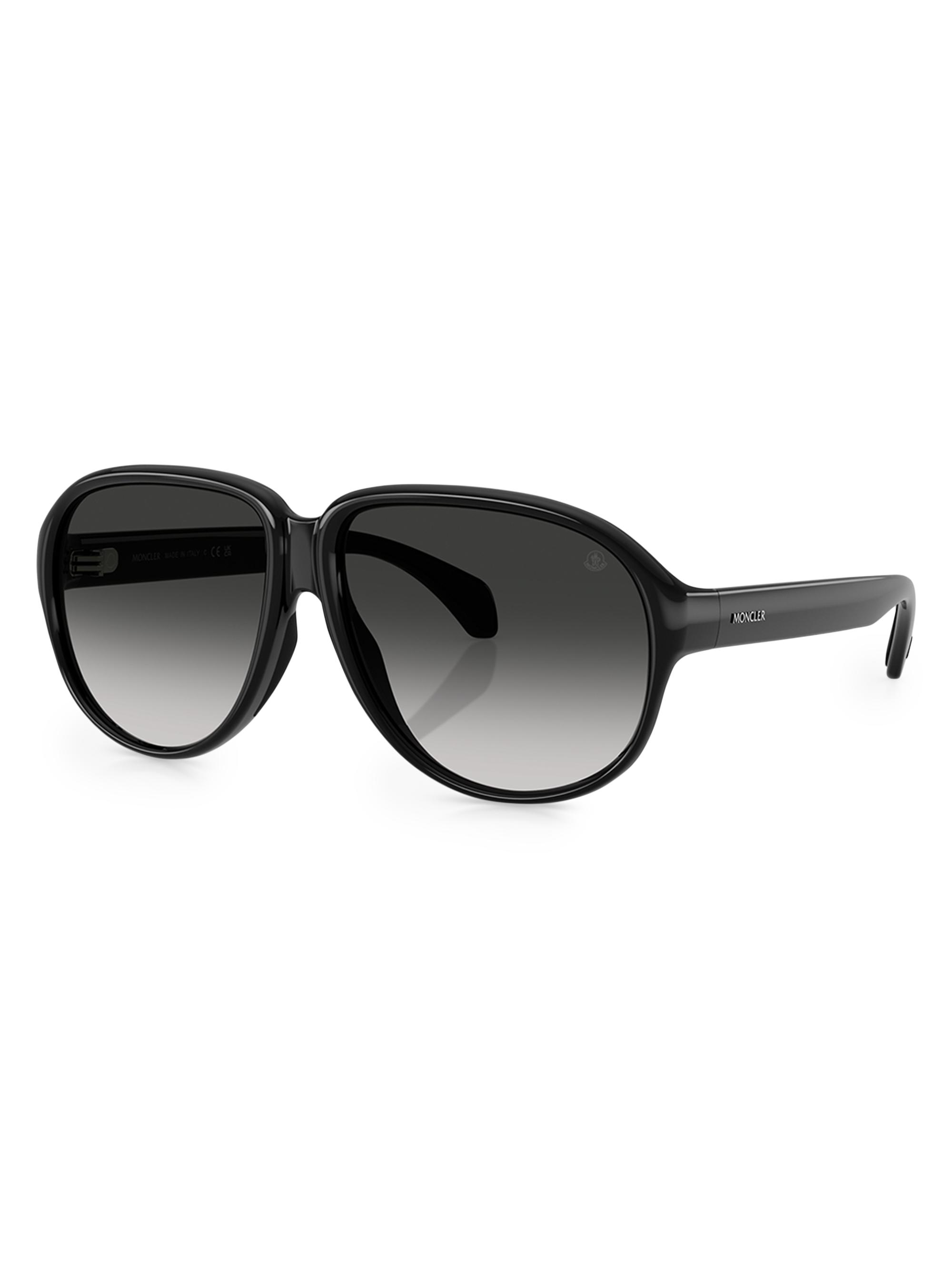 Moncler Men's Satellite 60MM Round Sunglasses - Black