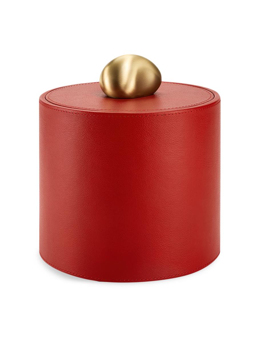 Assouline Pebble Tall Leather Trinket Box In Red