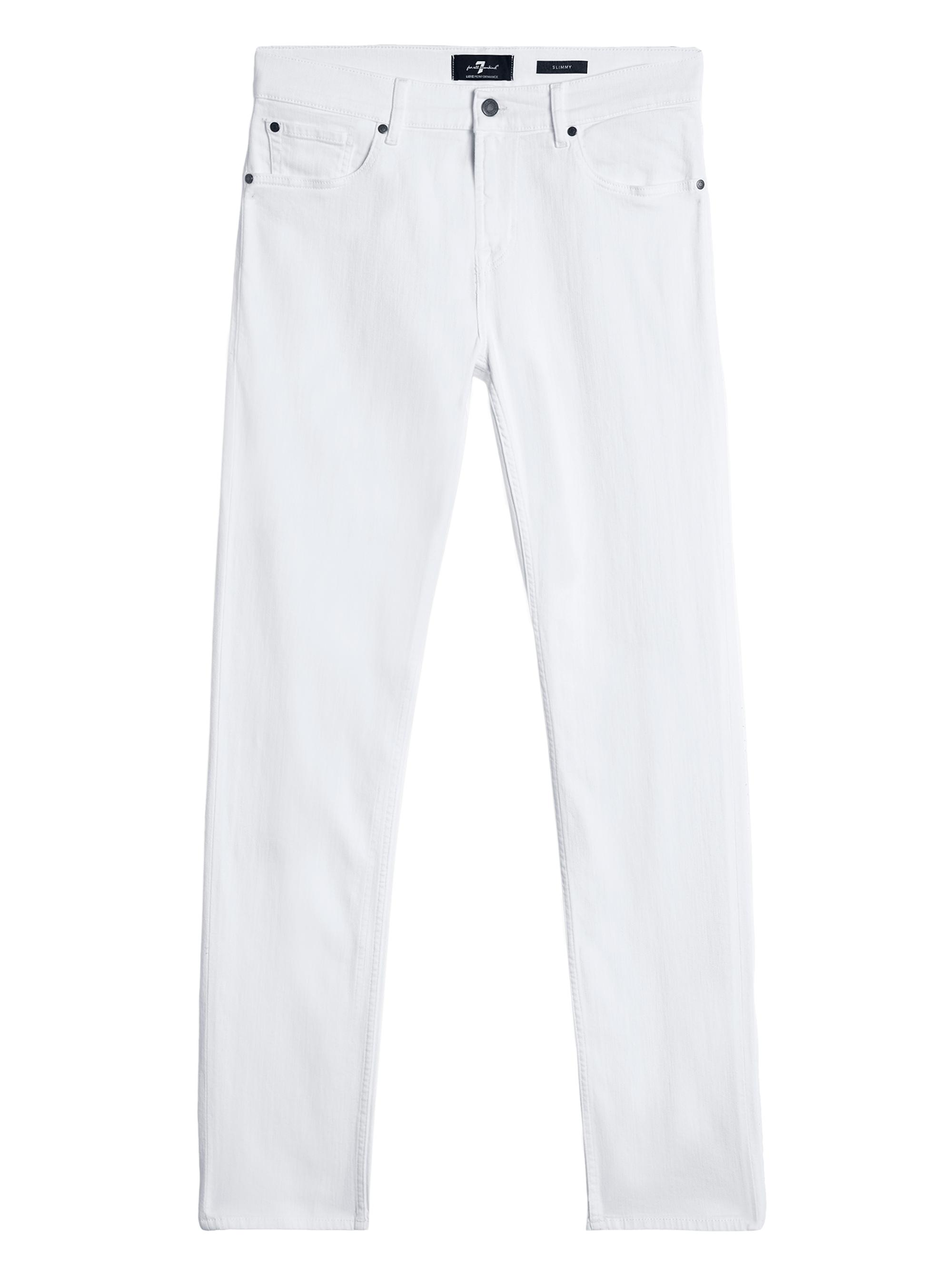 7 For All Mankind Men's Slimmy Stretch Mid-Rise Jeans - White